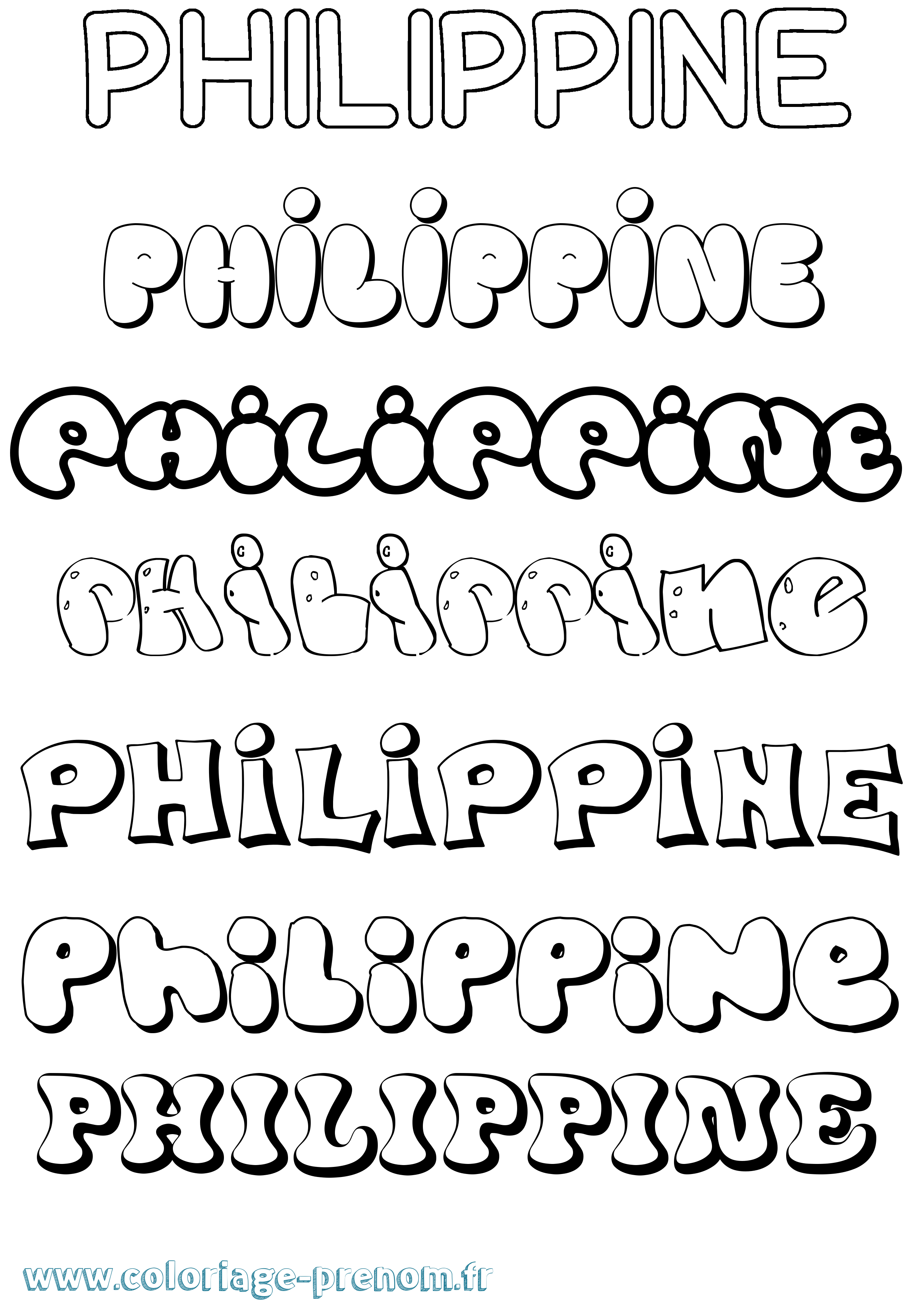 Coloriage prénom Philippine