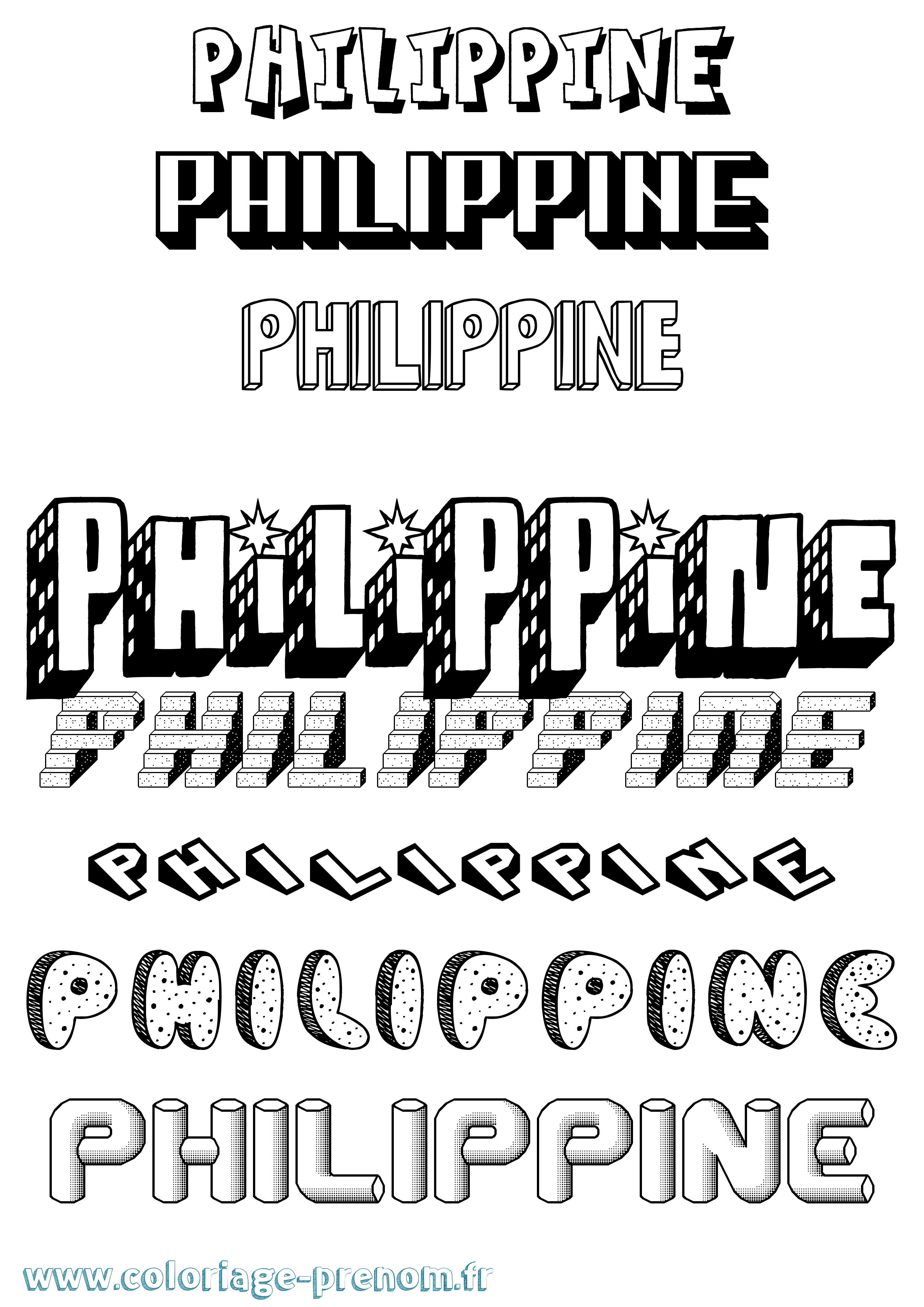Coloriage Philippine Coloriage prénom Philippine