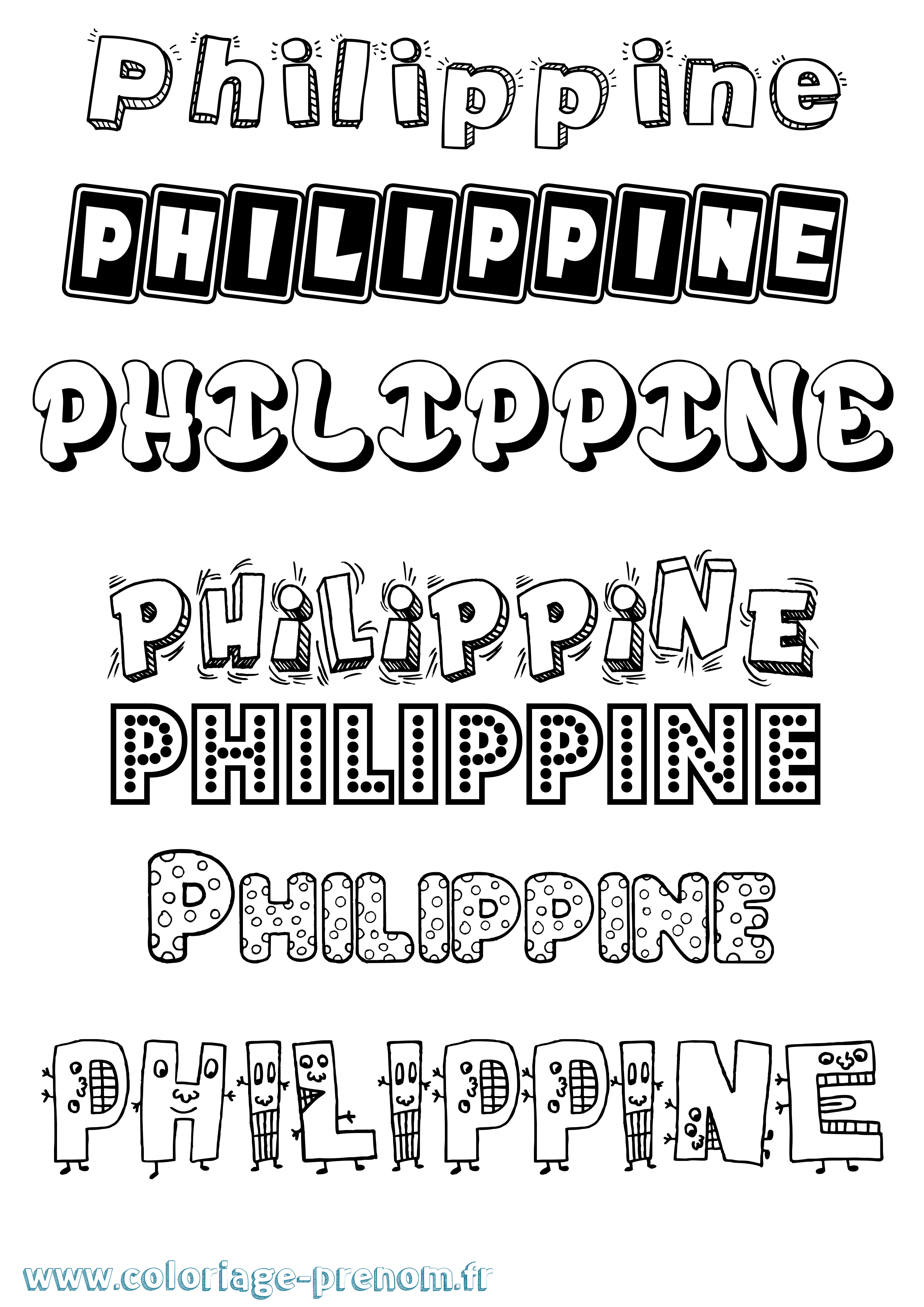 Coloriage prénom Philippine