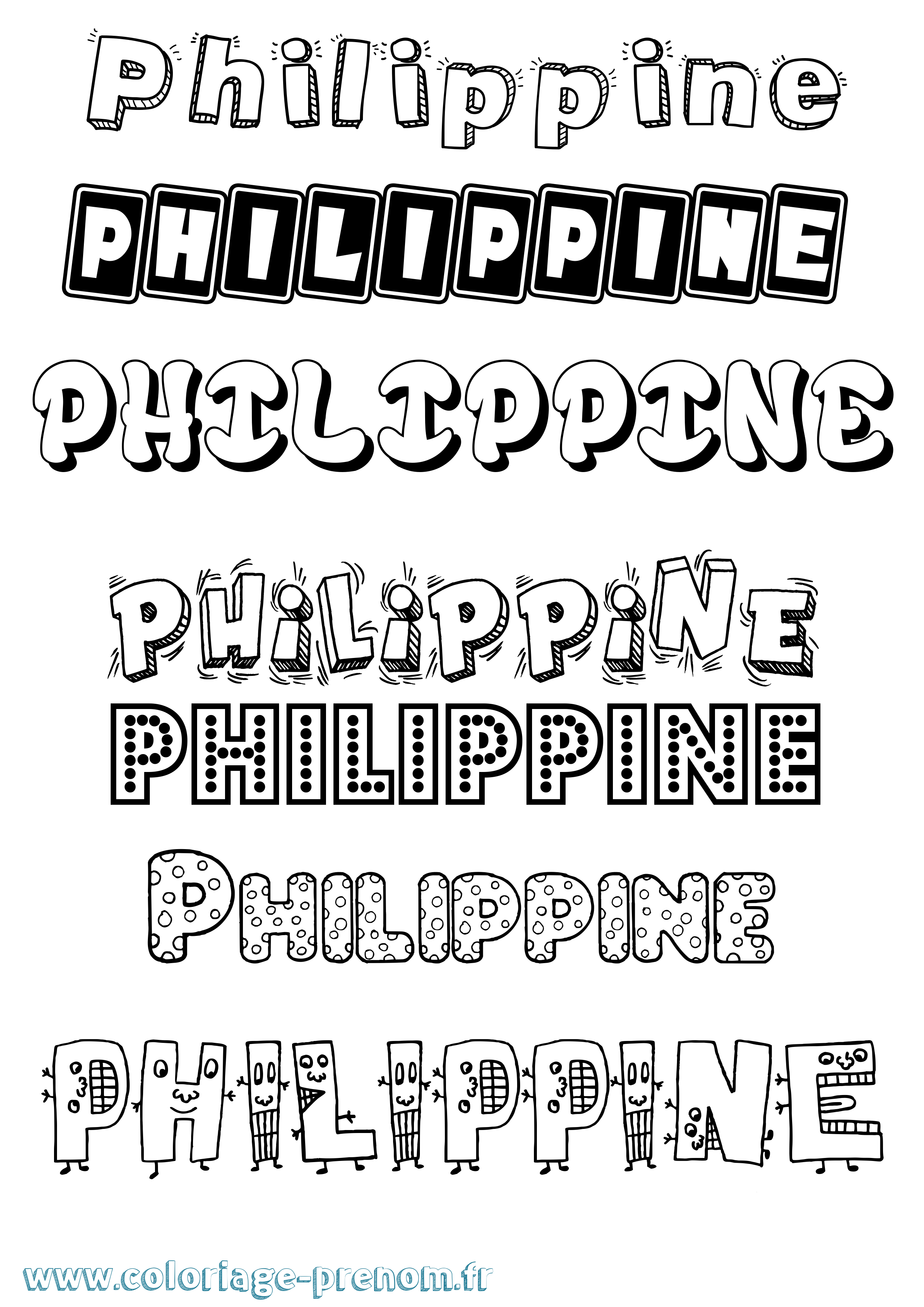 Coloriage Philippine Coloriage prénom Philippine