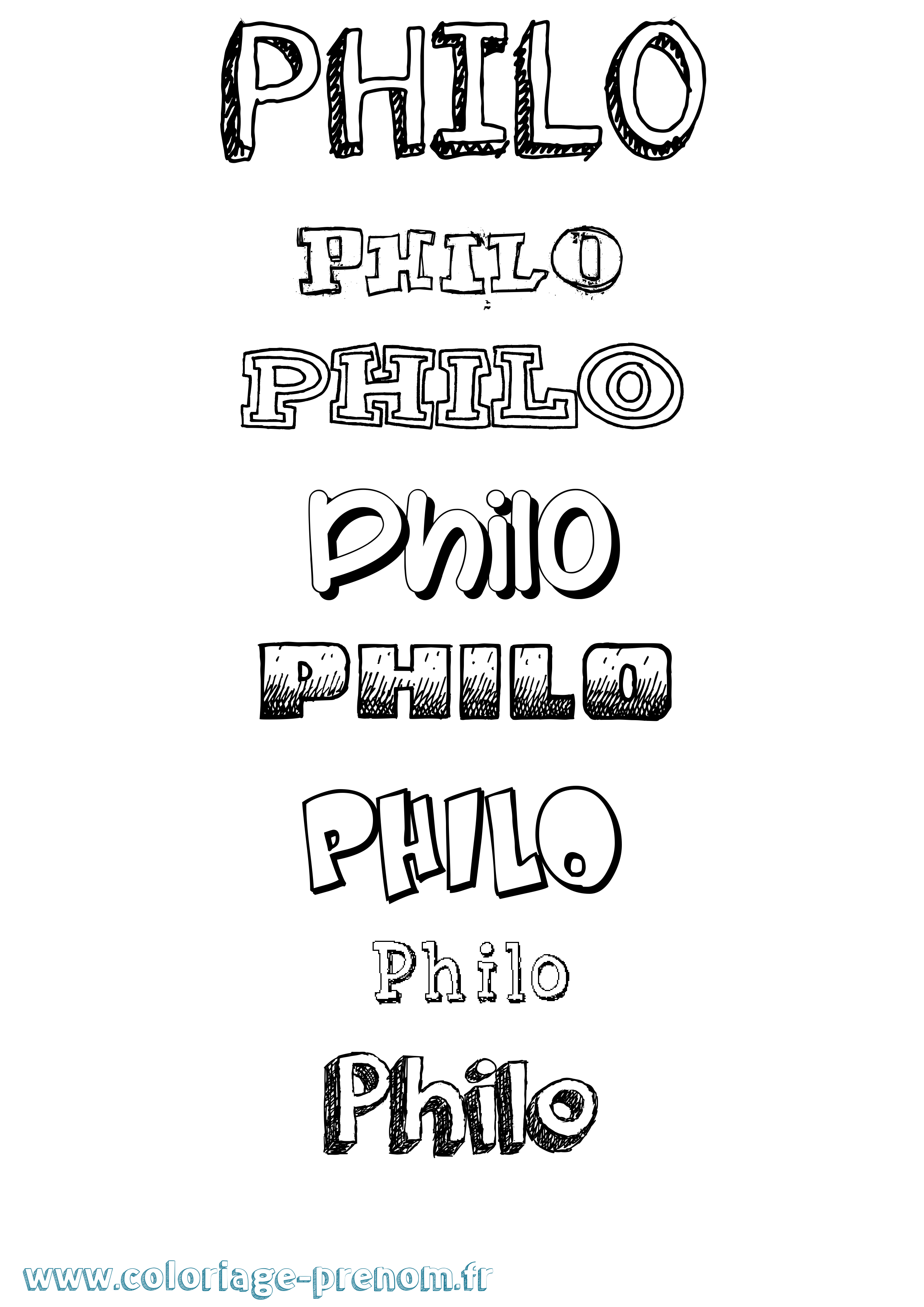 Coloriage prénom Philo Dessiné
