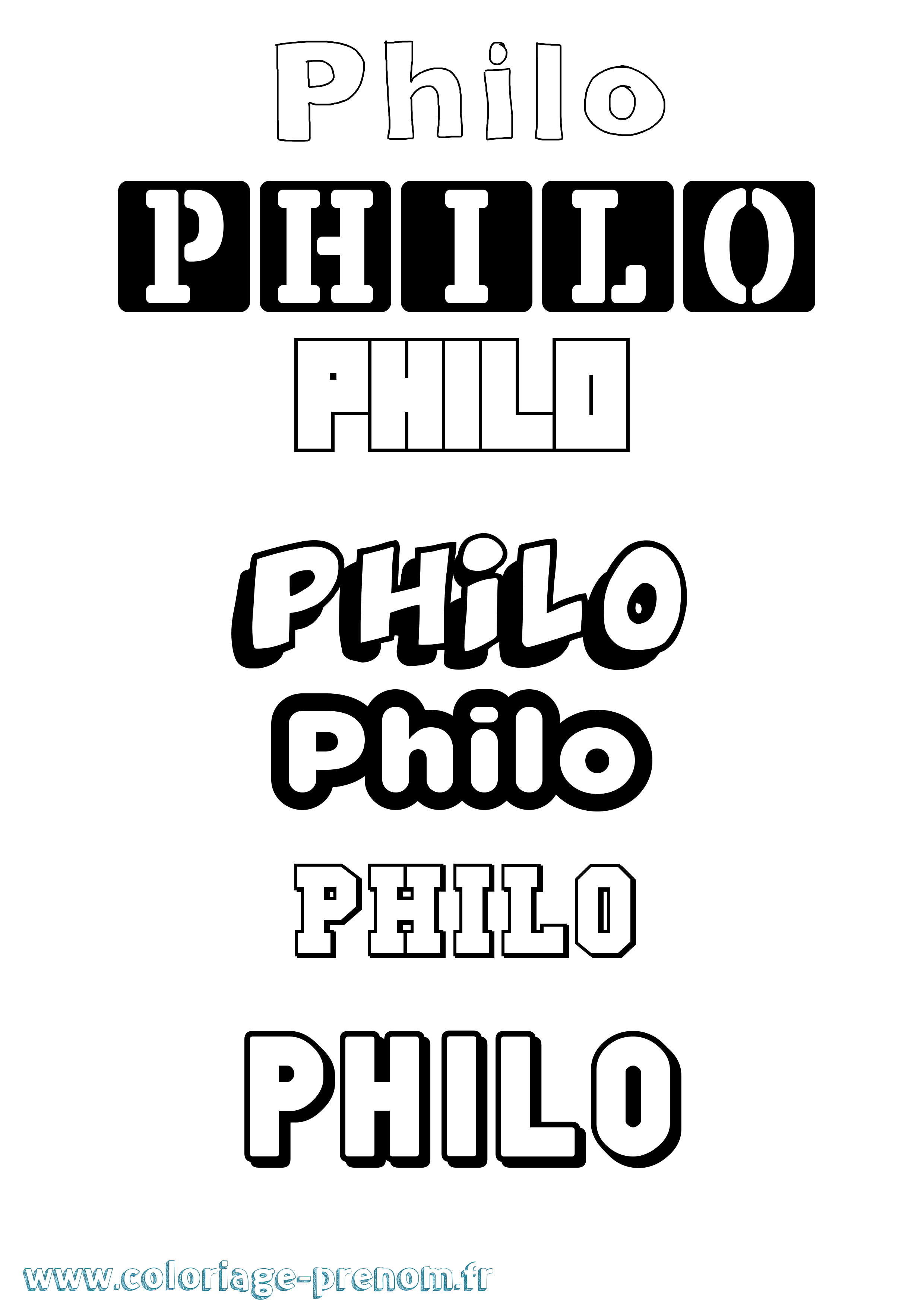 Coloriage prénom Philo Simple