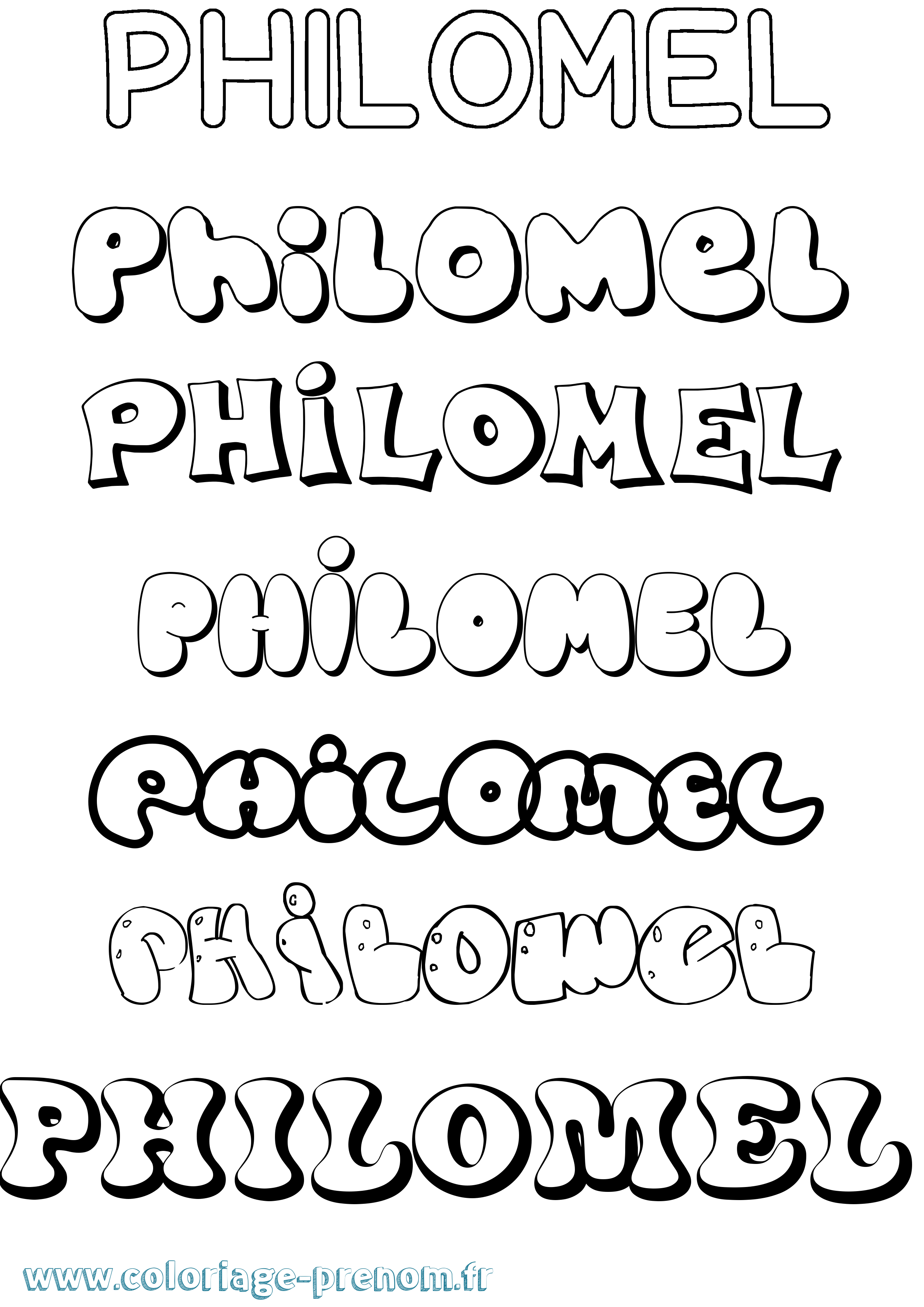 Coloriage prénom Philomel Bubble