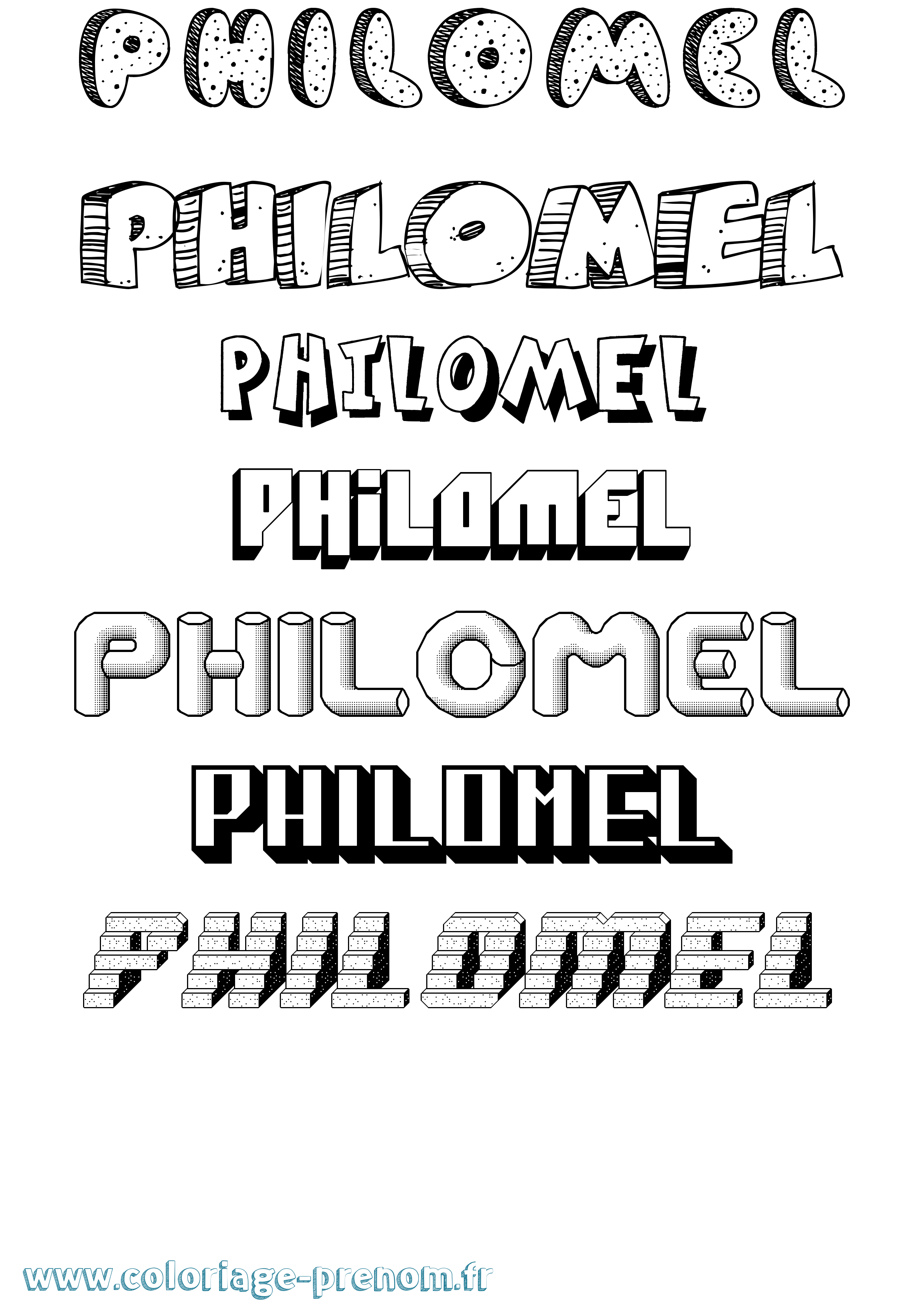 Coloriage prénom Philomel Effet 3D