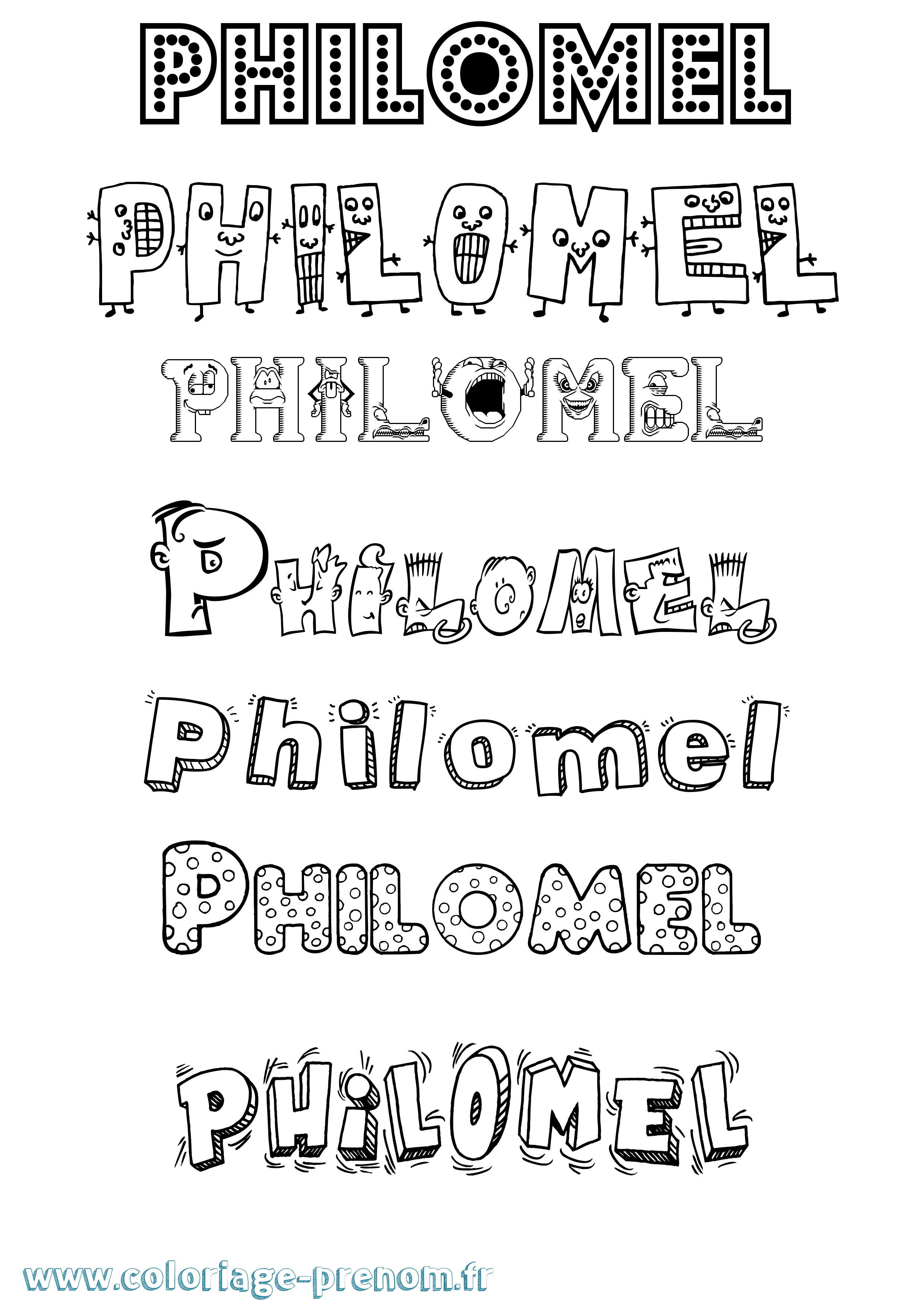 Coloriage prénom Philomel Fun
