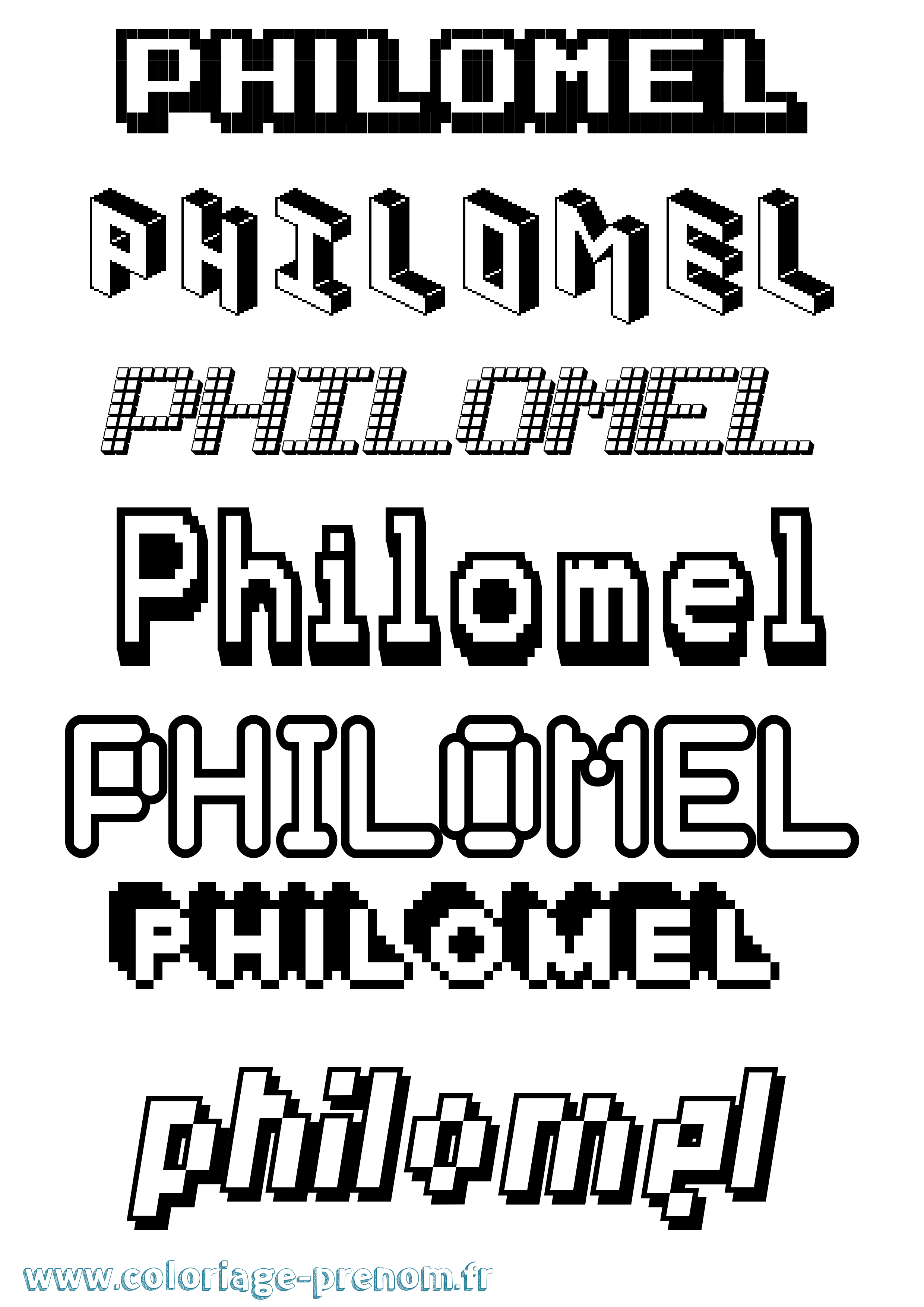 Coloriage prénom Philomel Pixel
