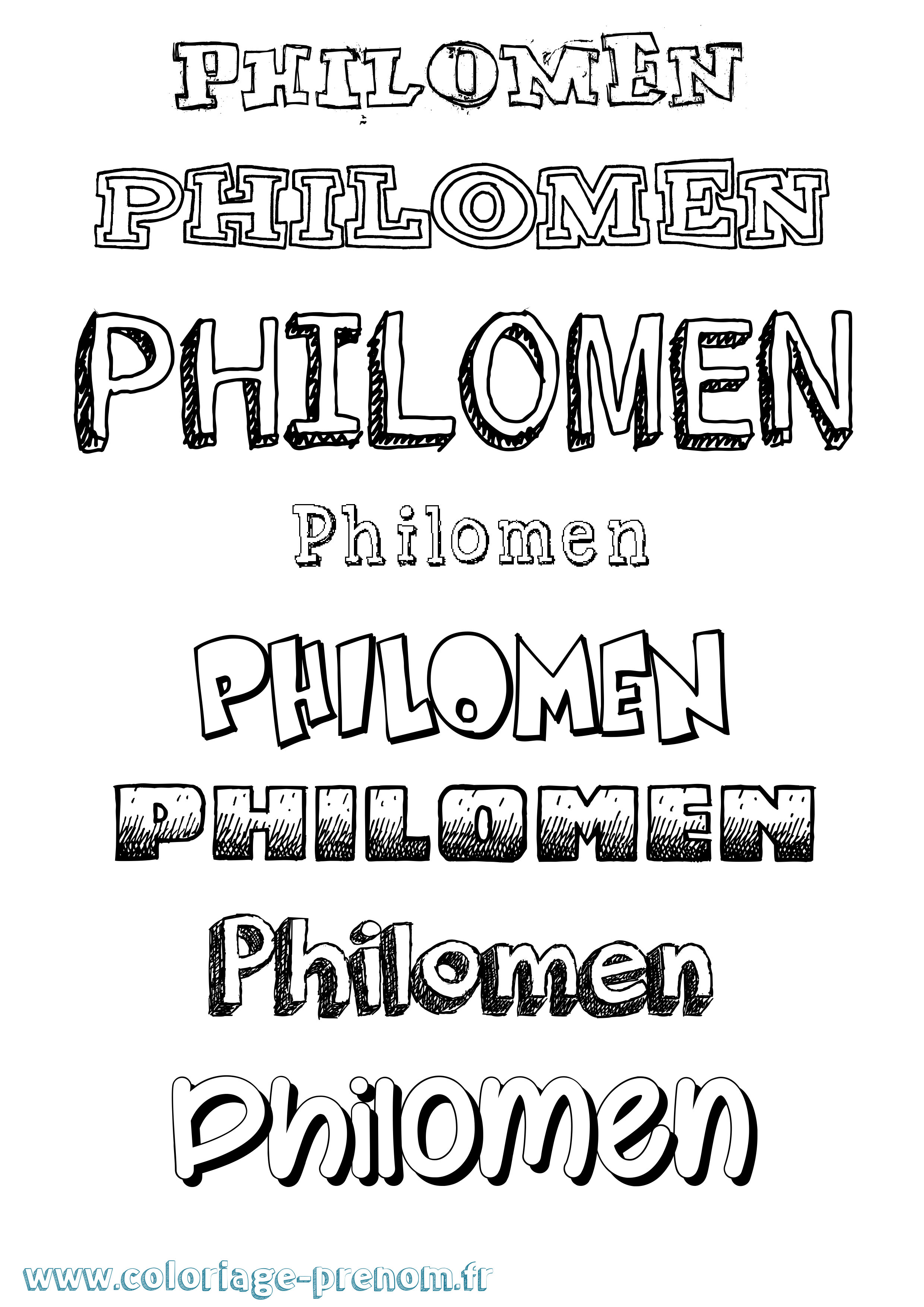 Coloriage prénom Philomen Dessiné