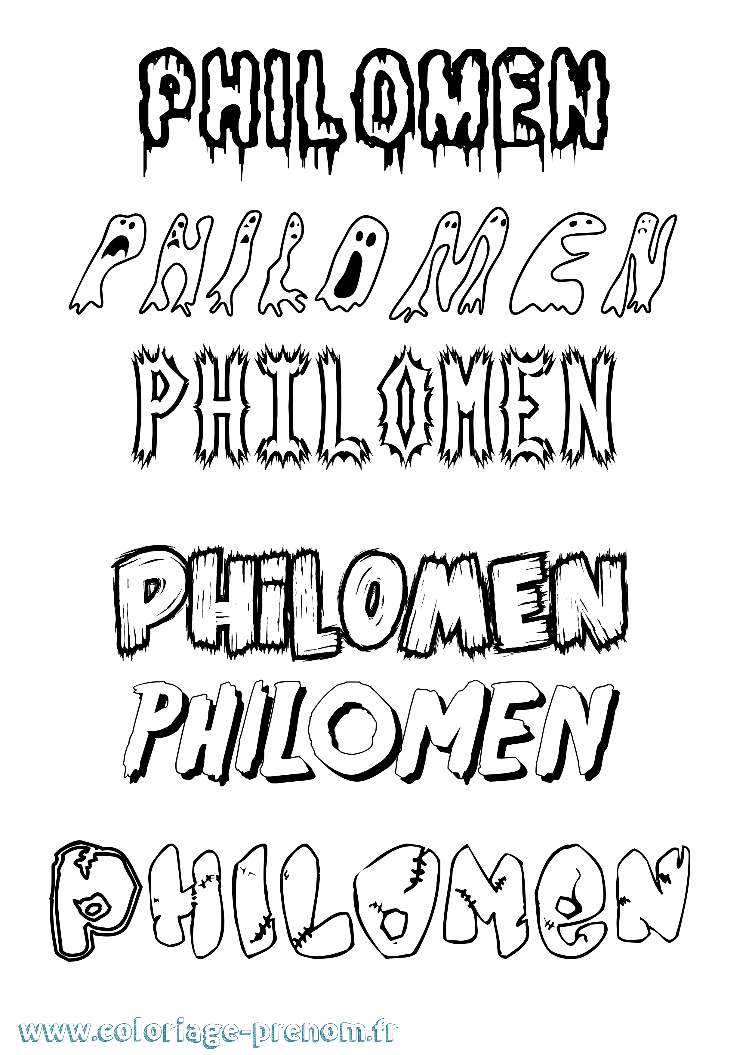 Coloriage prénom Philomen Frisson