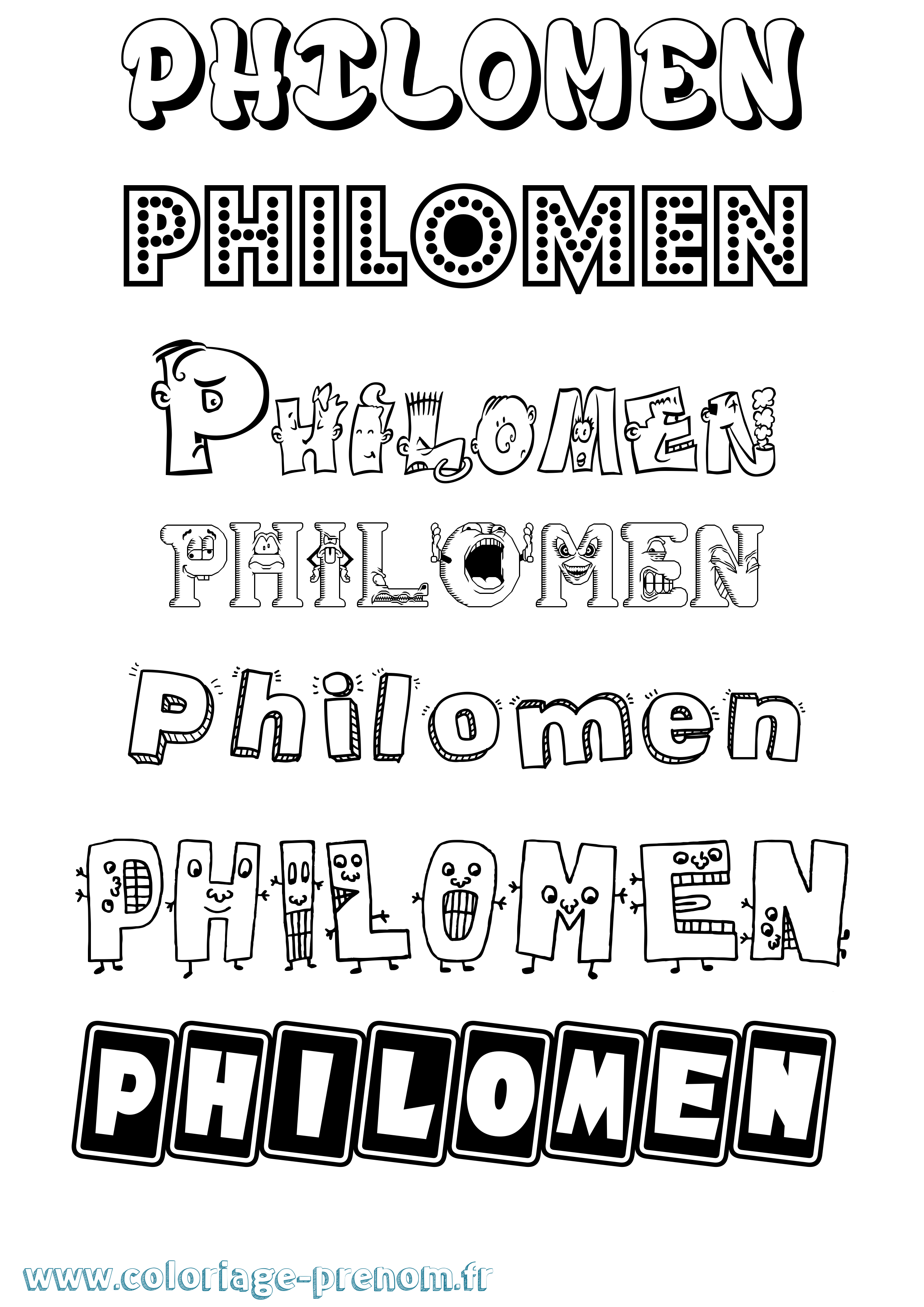 Coloriage prénom Philomen Fun