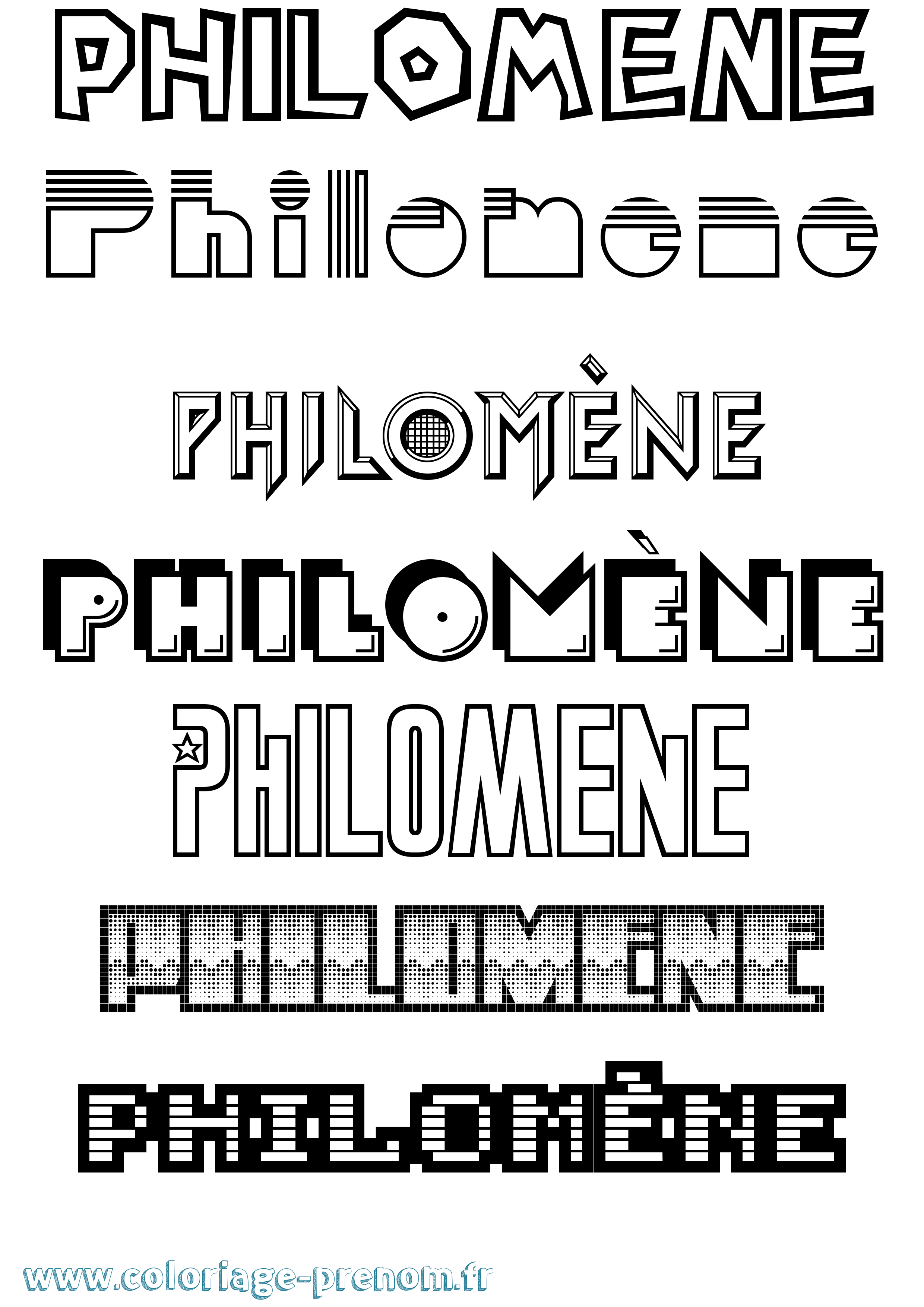 Coloriage prénom Philomène