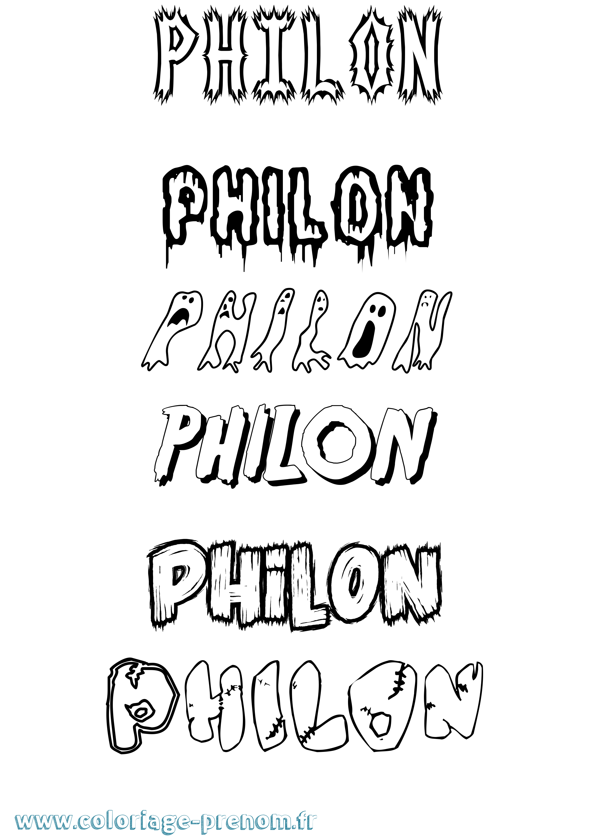 Coloriage prénom Philon Frisson