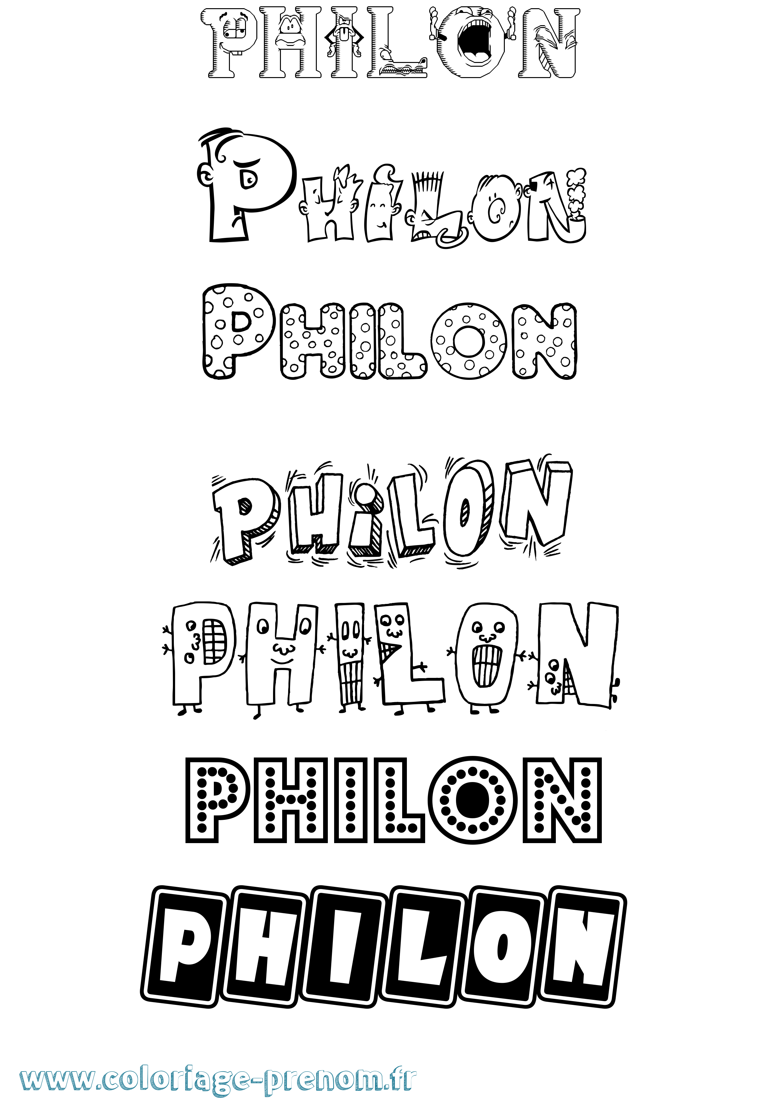 Coloriage prénom Philon Fun