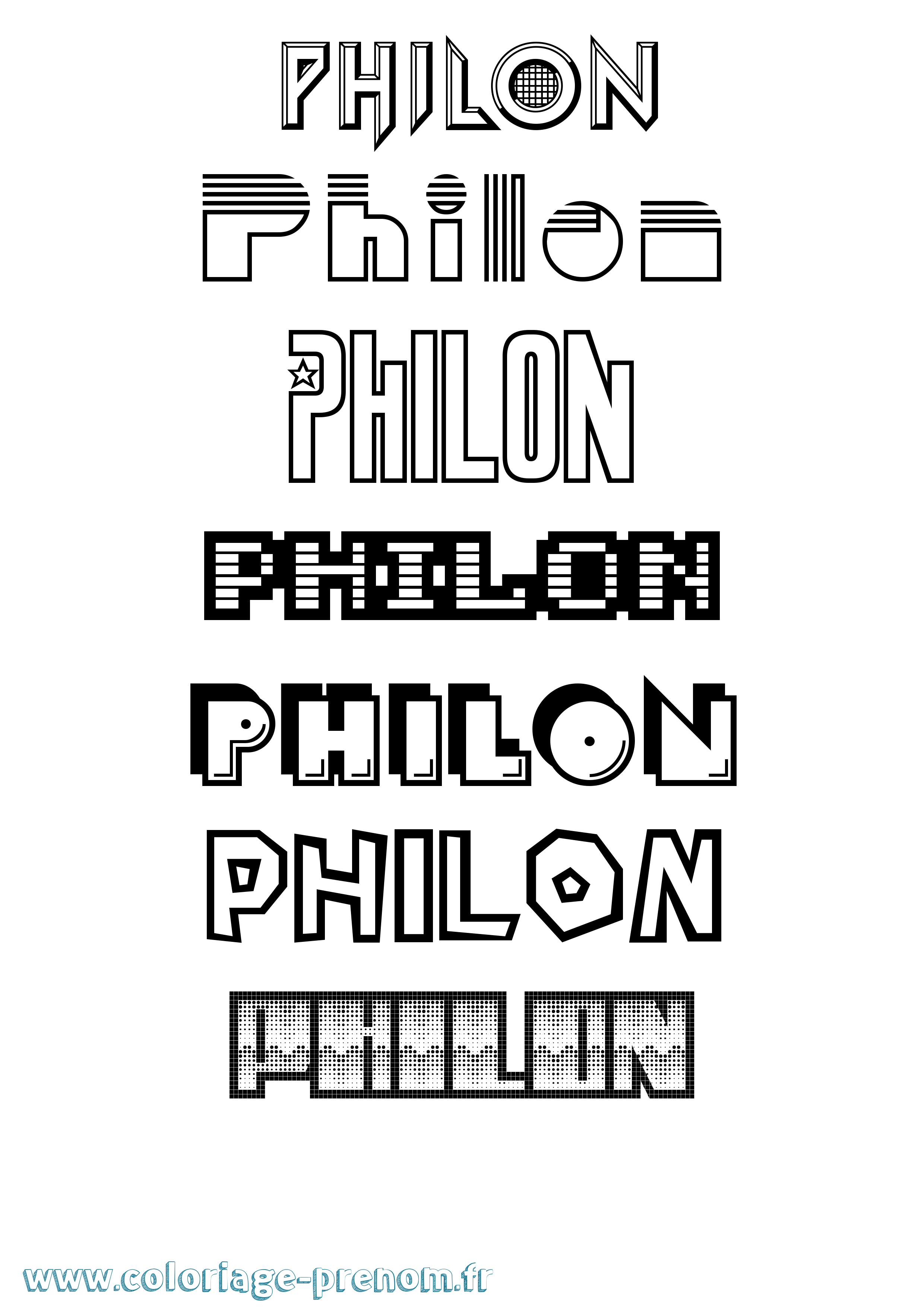 Coloriage prénom Philon Jeux Vidéos