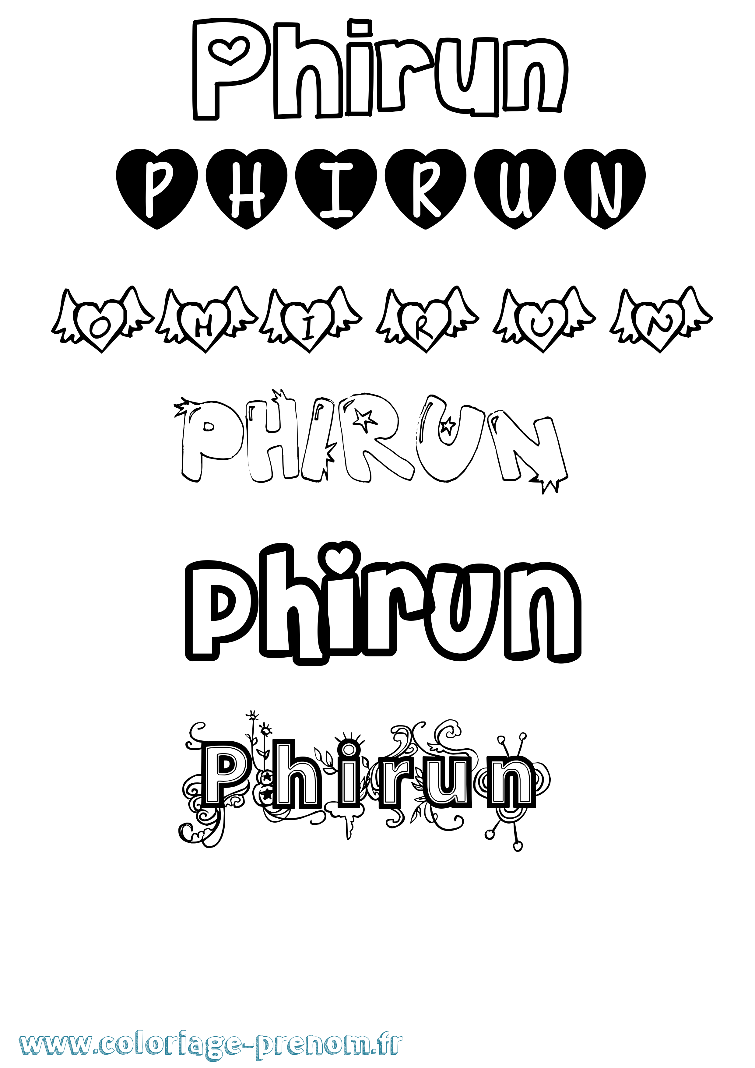 Coloriage prénom Phirun Girly