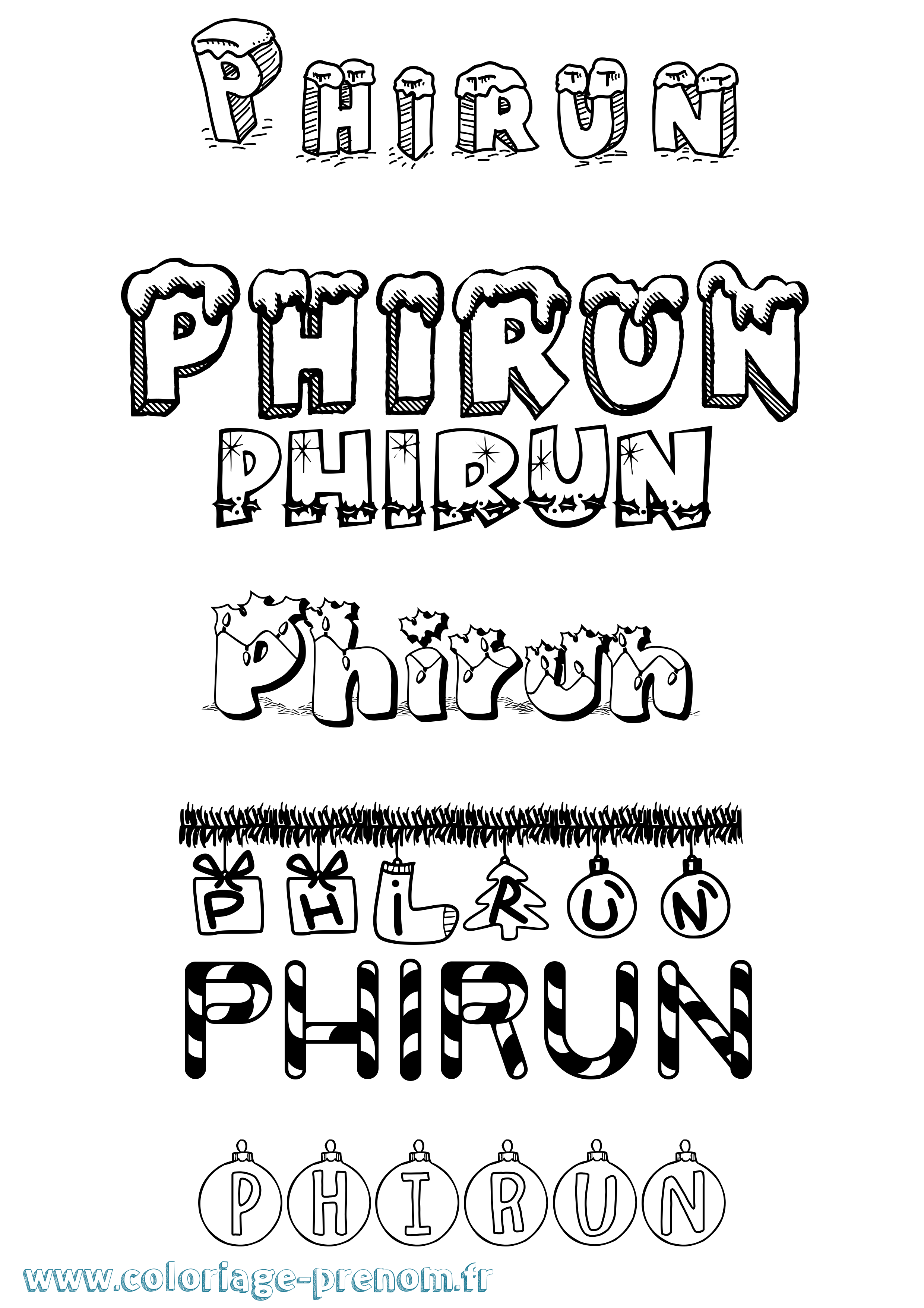 Coloriage prénom Phirun Noël