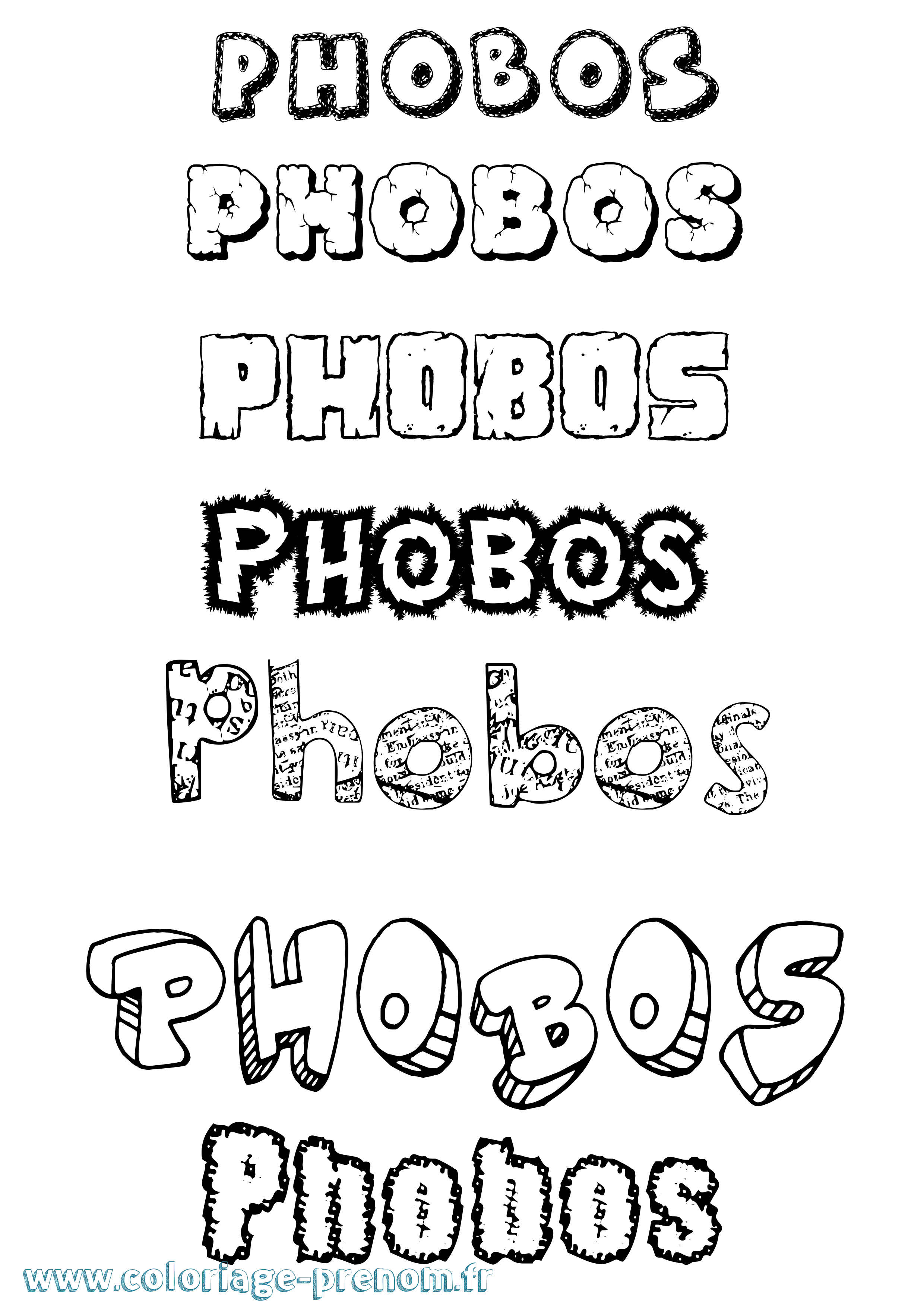 Coloriage Phobos Destructuré Coloriage prénom Phobos Destructuré