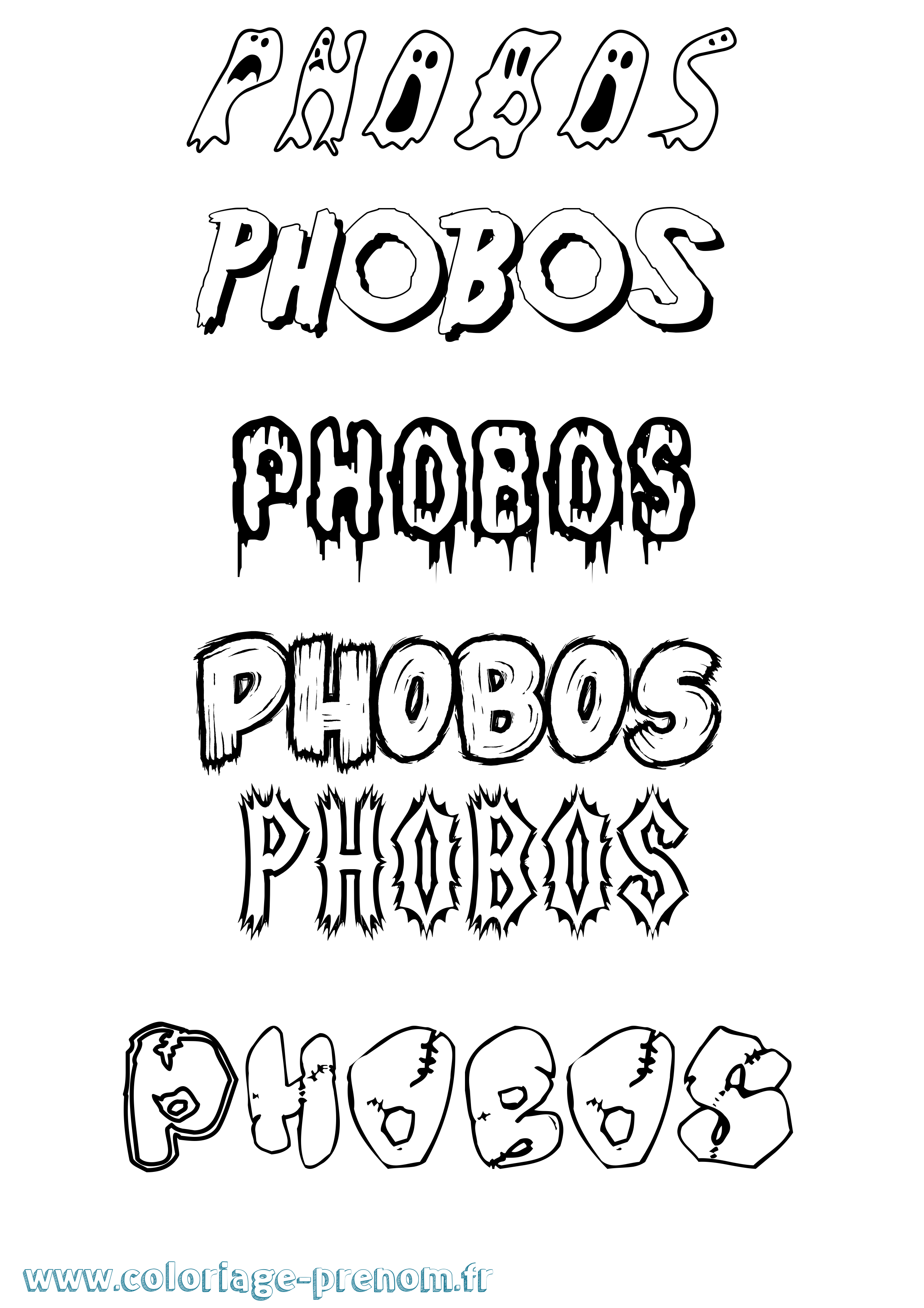Coloriage Phobos Frisson Coloriage prénom Phobos Frisson