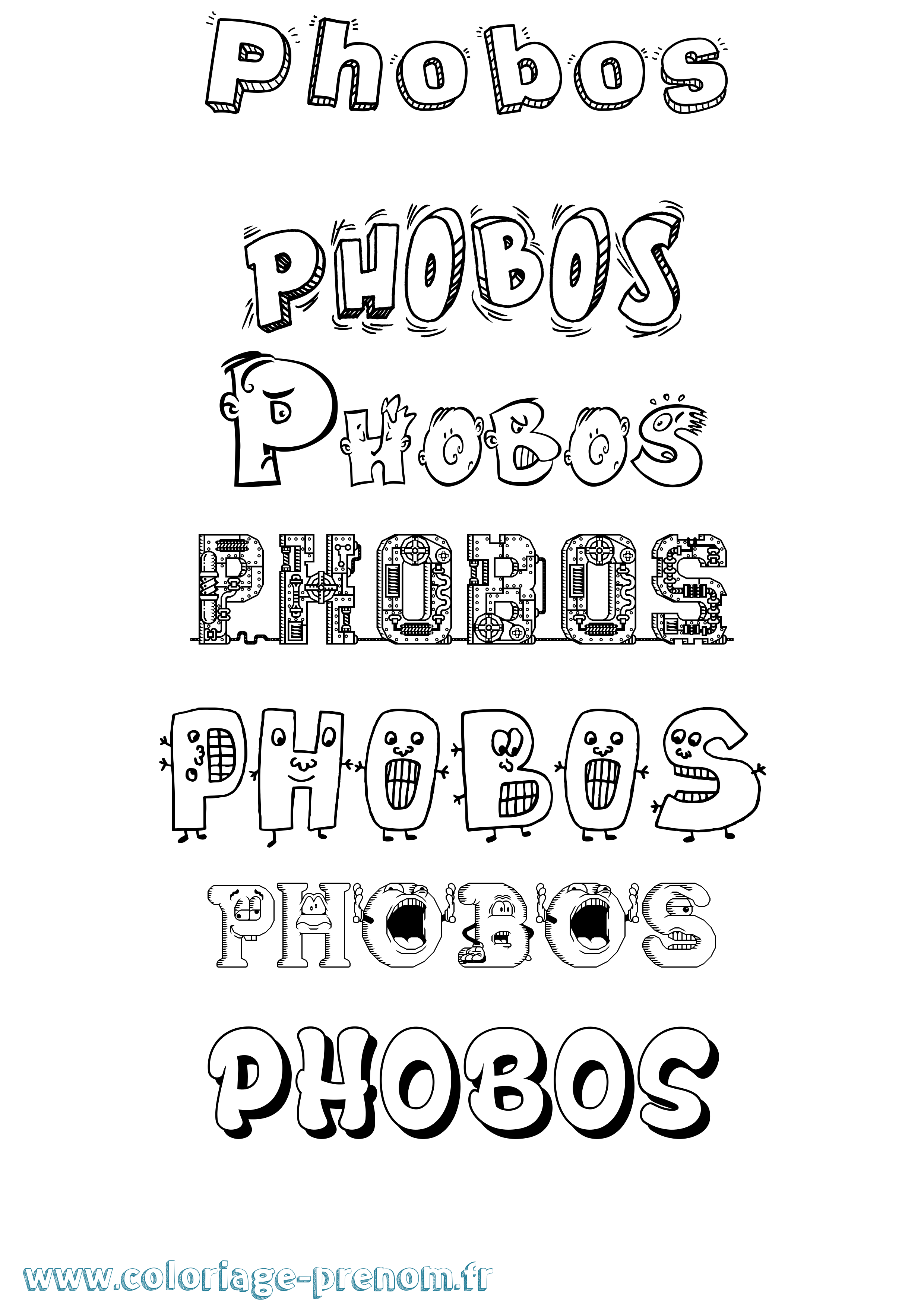 Coloriage Phobos Fun Coloriage prénom Phobos Fun