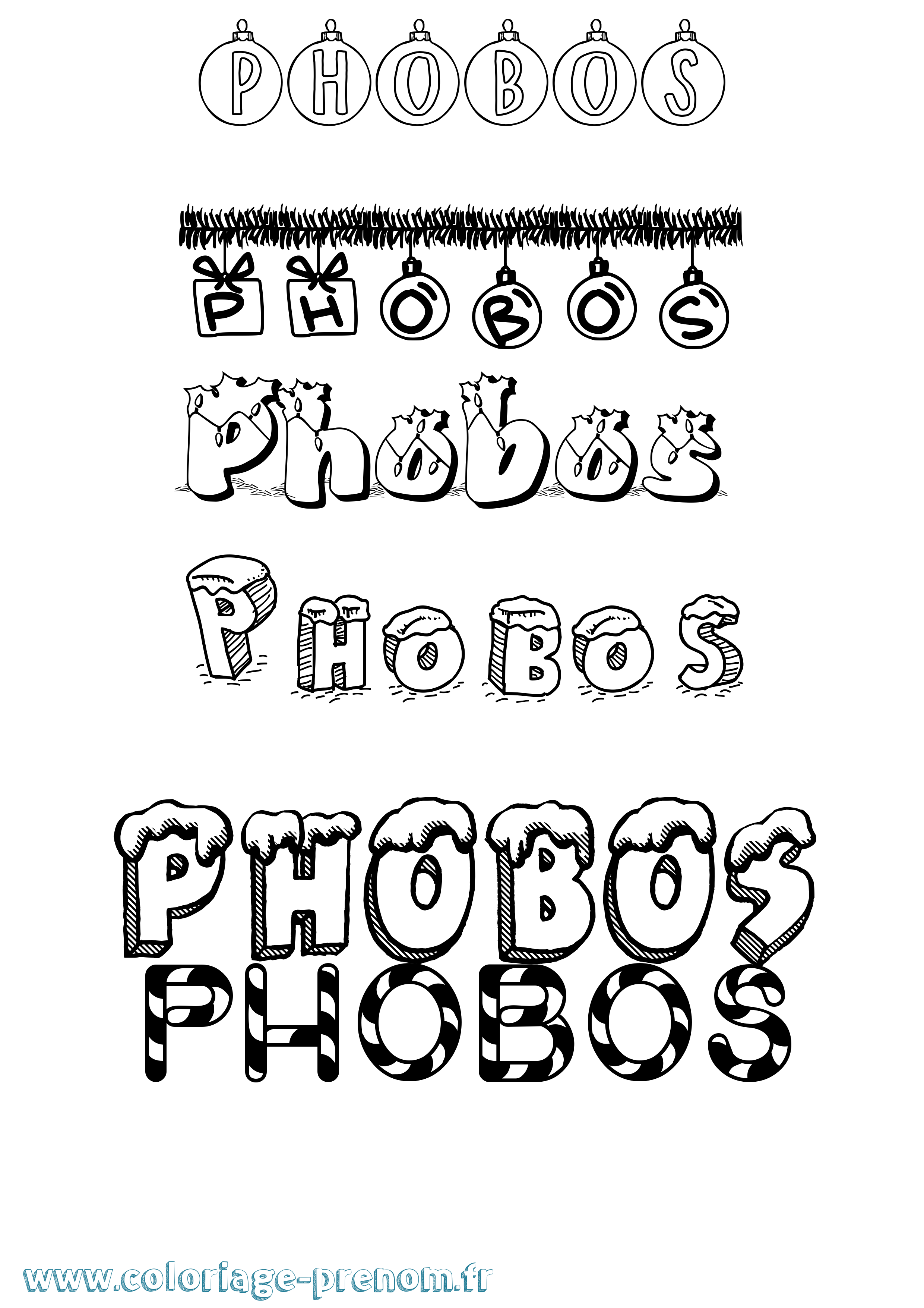 Coloriage Phobos Noël Coloriage prénom Phobos Noël