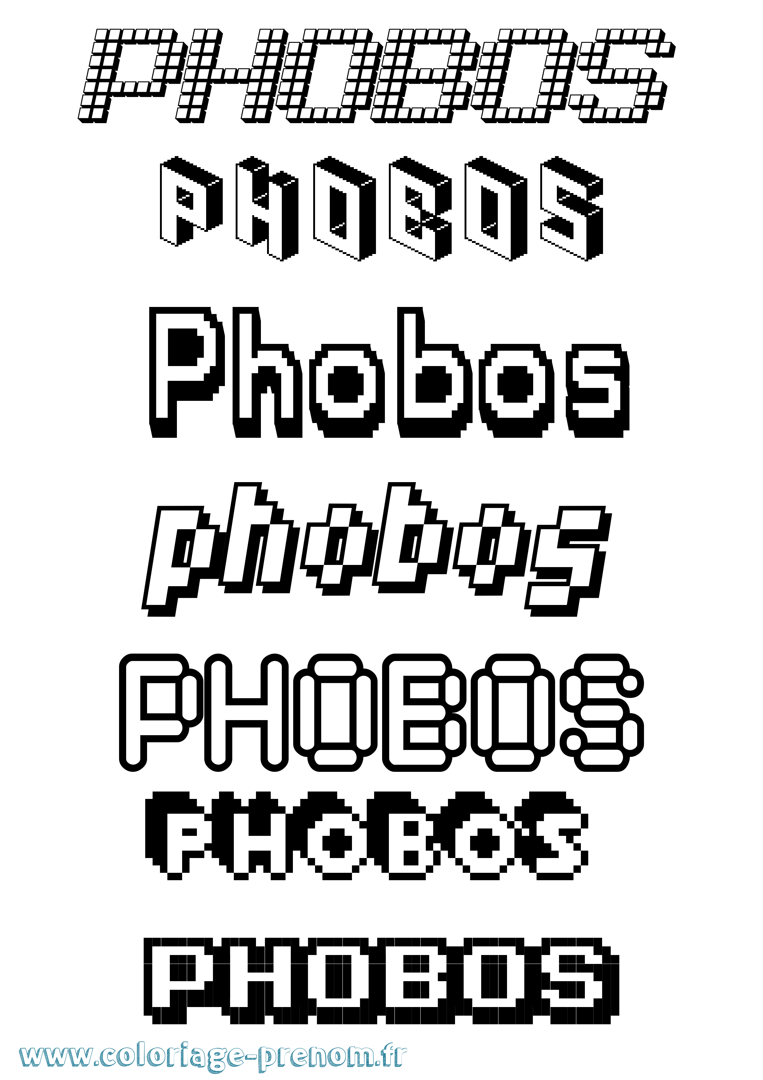 Coloriage Phobos Pixel Coloriage prénom Phobos Pixel