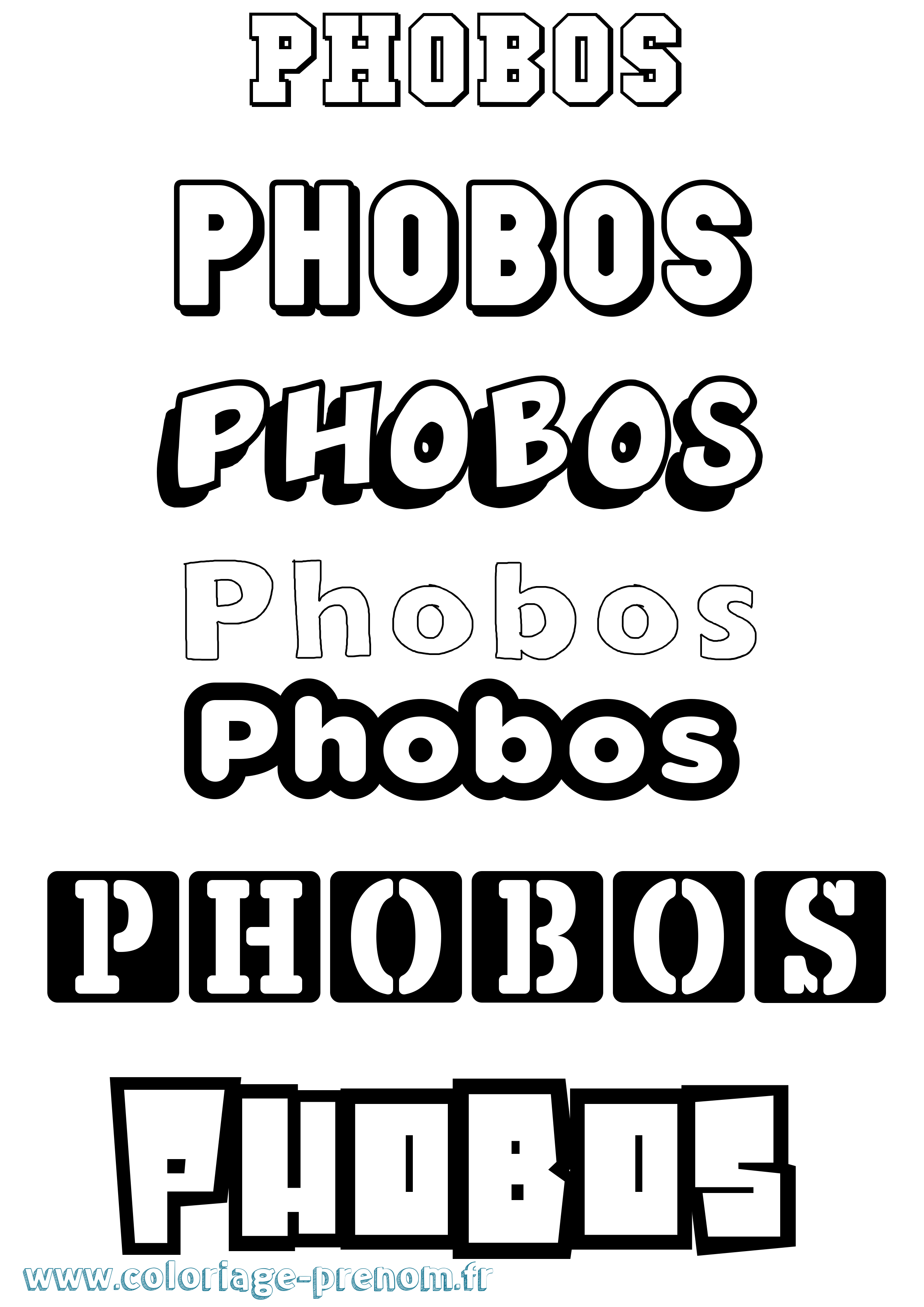 Coloriage Phobos Simple Coloriage prénom Phobos Simple