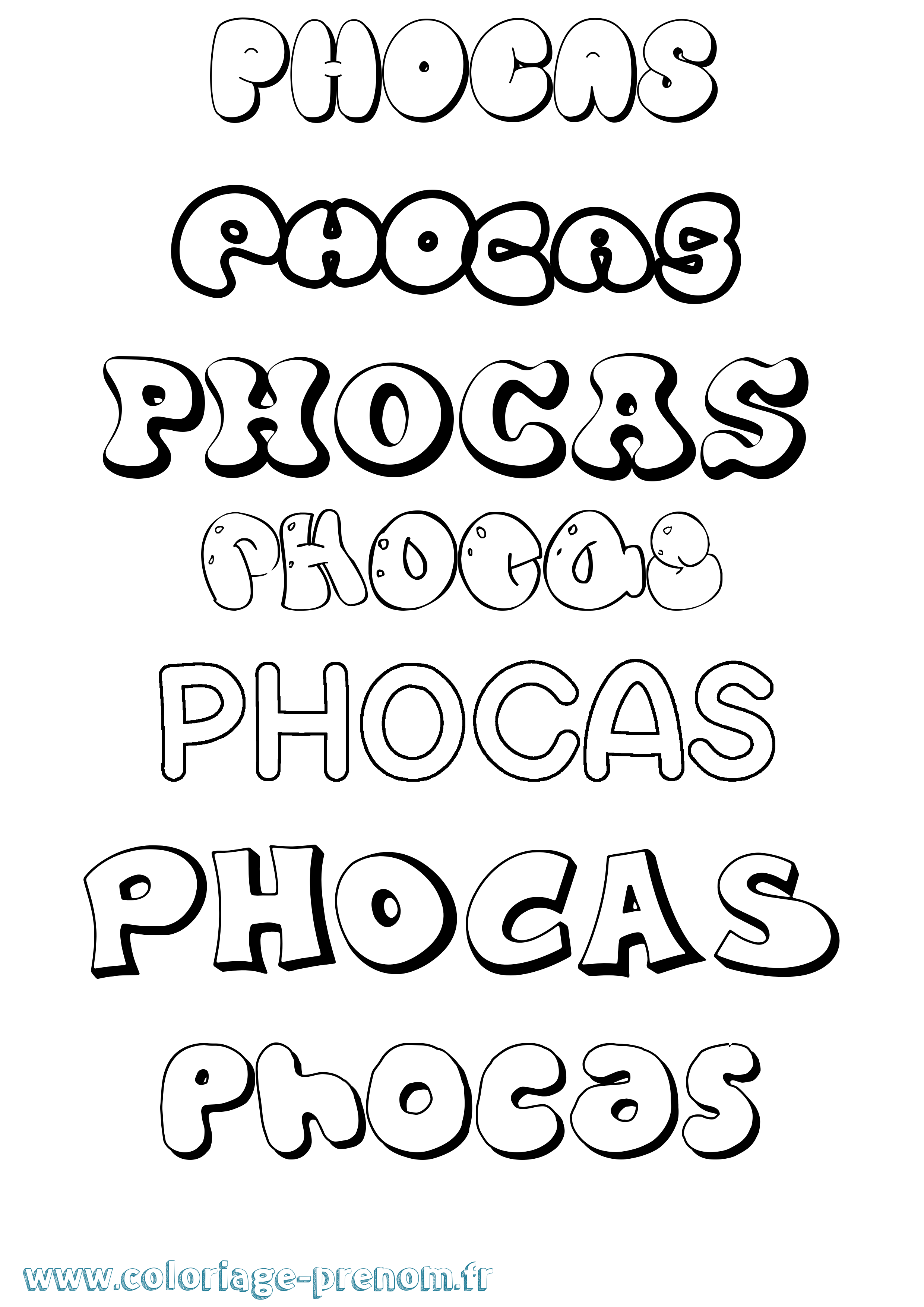 Coloriage Phocas Bubble Coloriage prénom Phocas Bubble