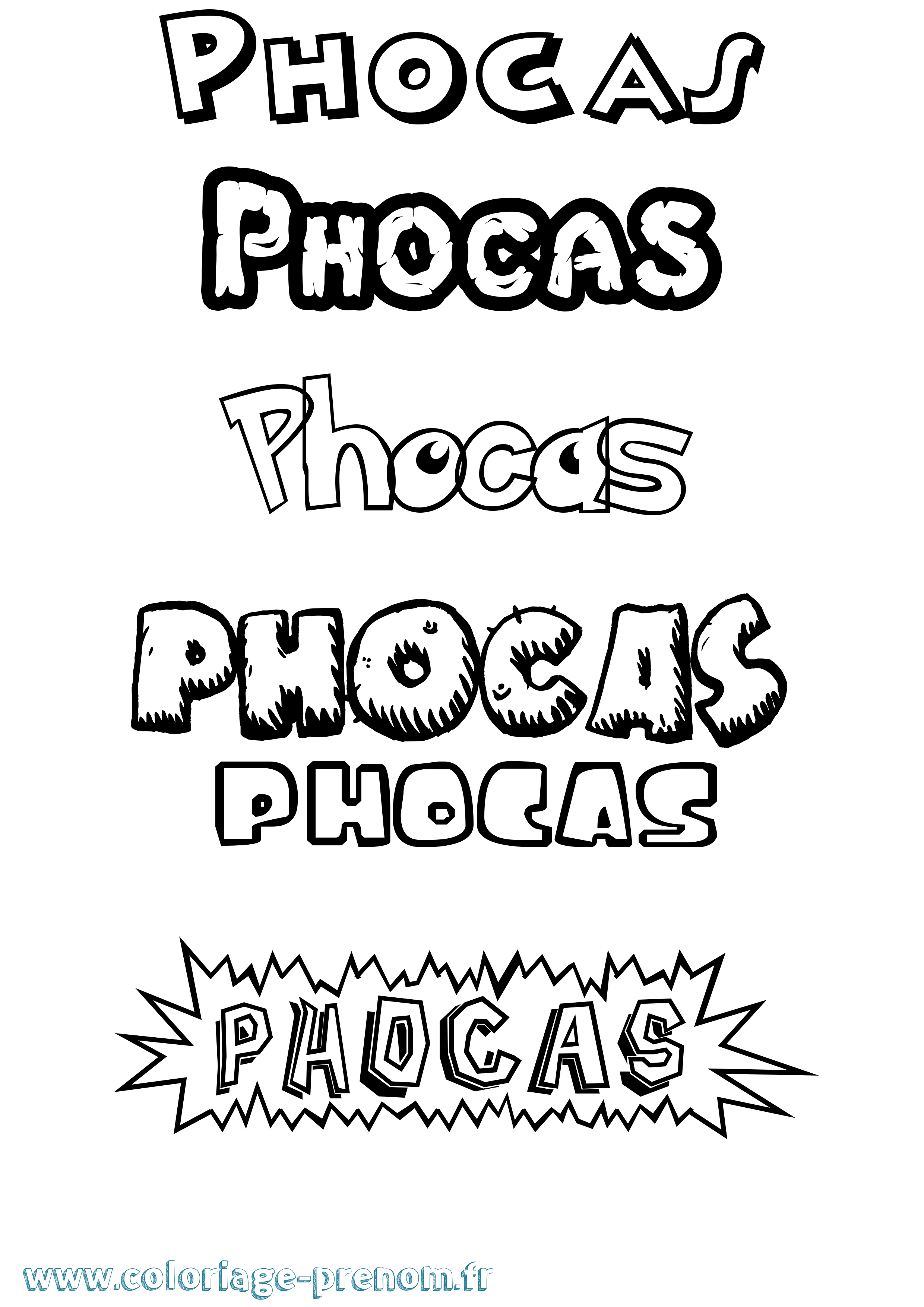 Coloriage Phocas Dessin Animé Coloriage prénom Phocas Dessin Animé