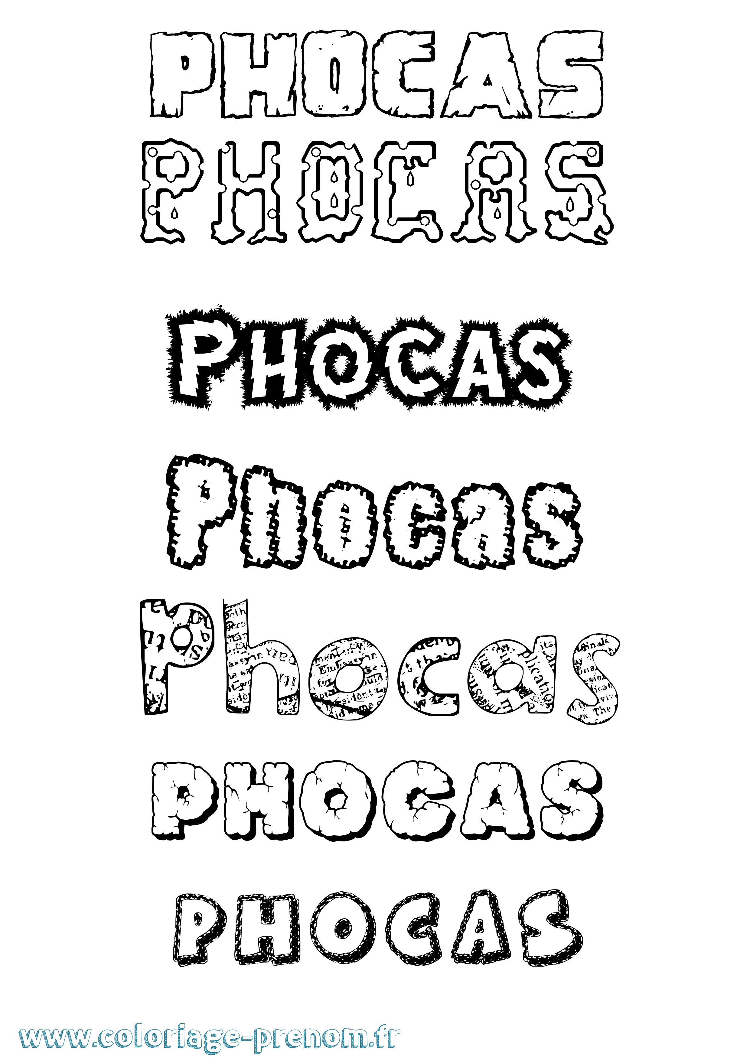 Coloriage prénom Phocas Destructuré
