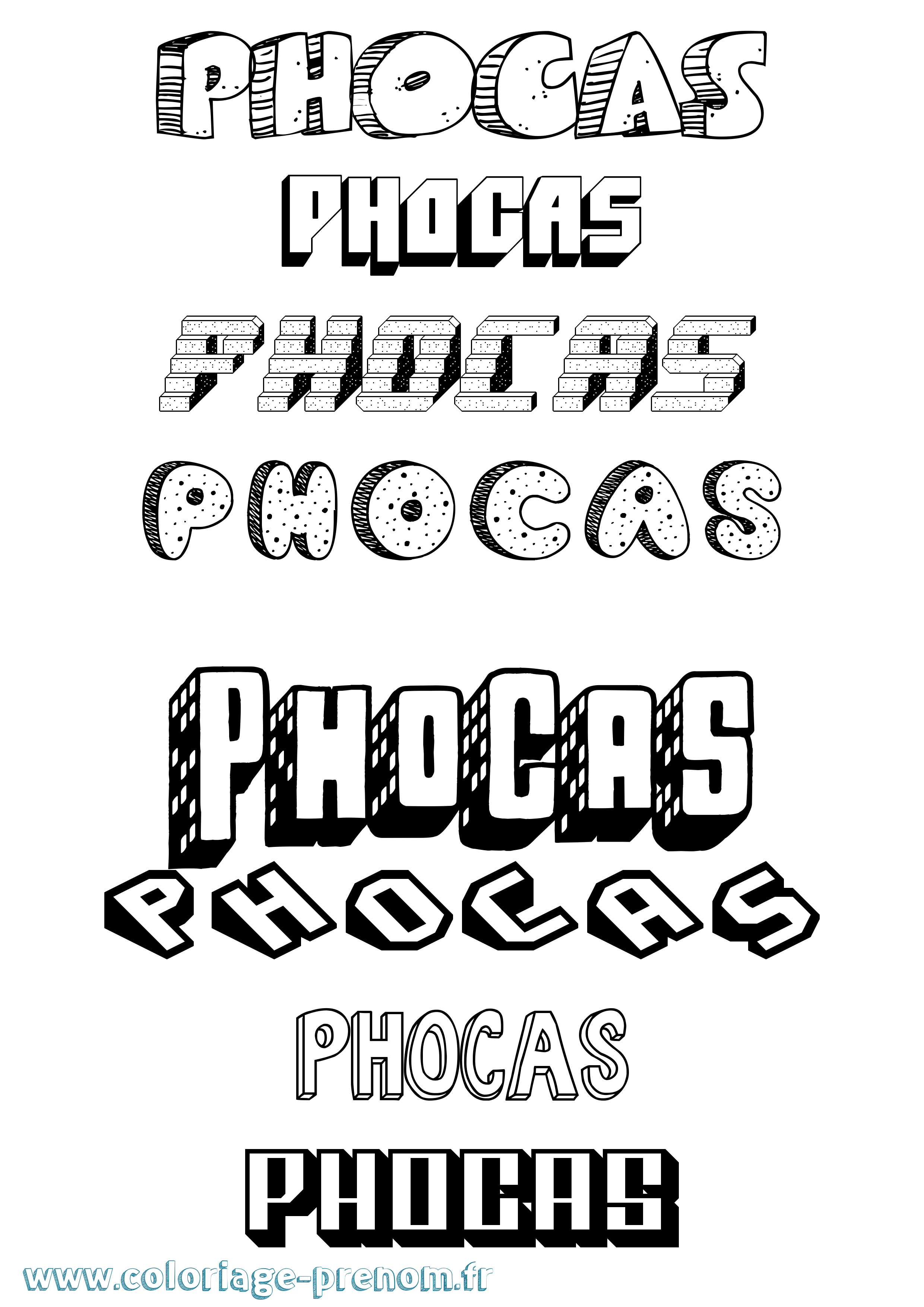 Coloriage prénom Phocas Effet 3D