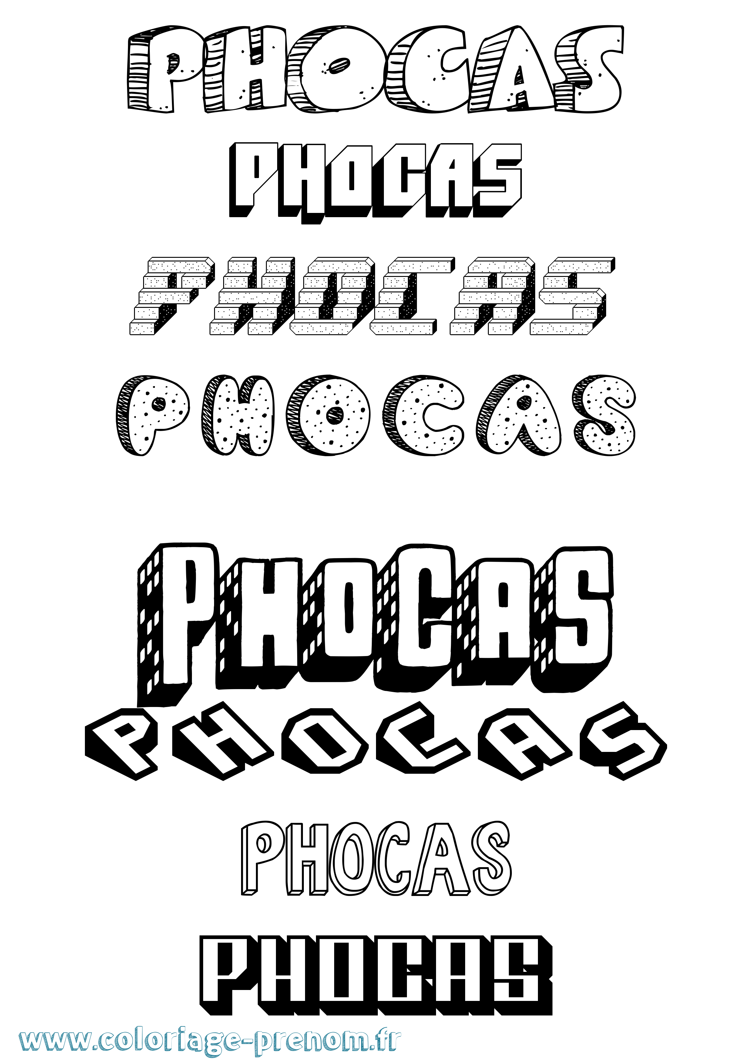 Coloriage Phocas Effet 3D Coloriage prénom Phocas Effet 3D