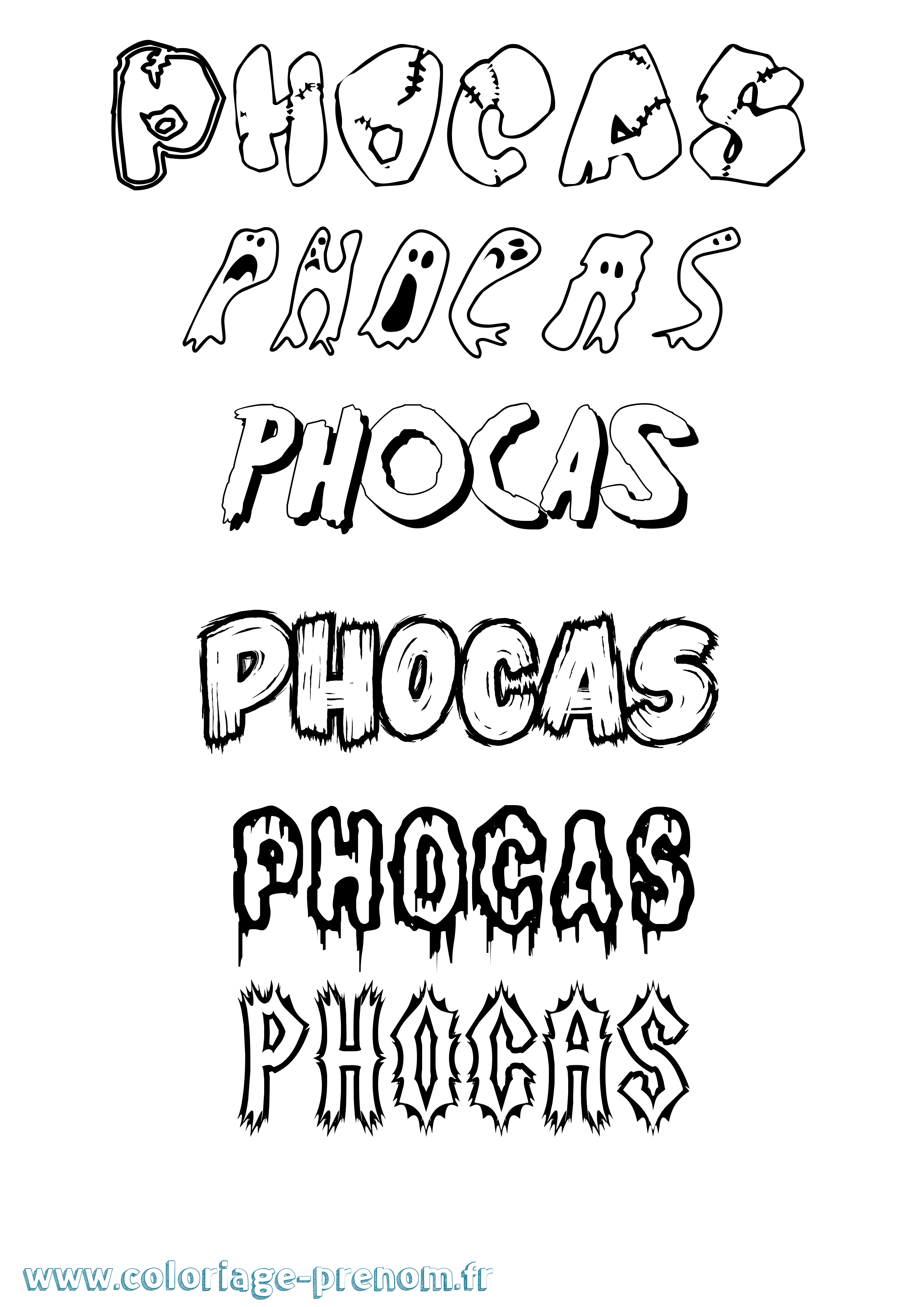 Coloriage prénom Phocas Frisson