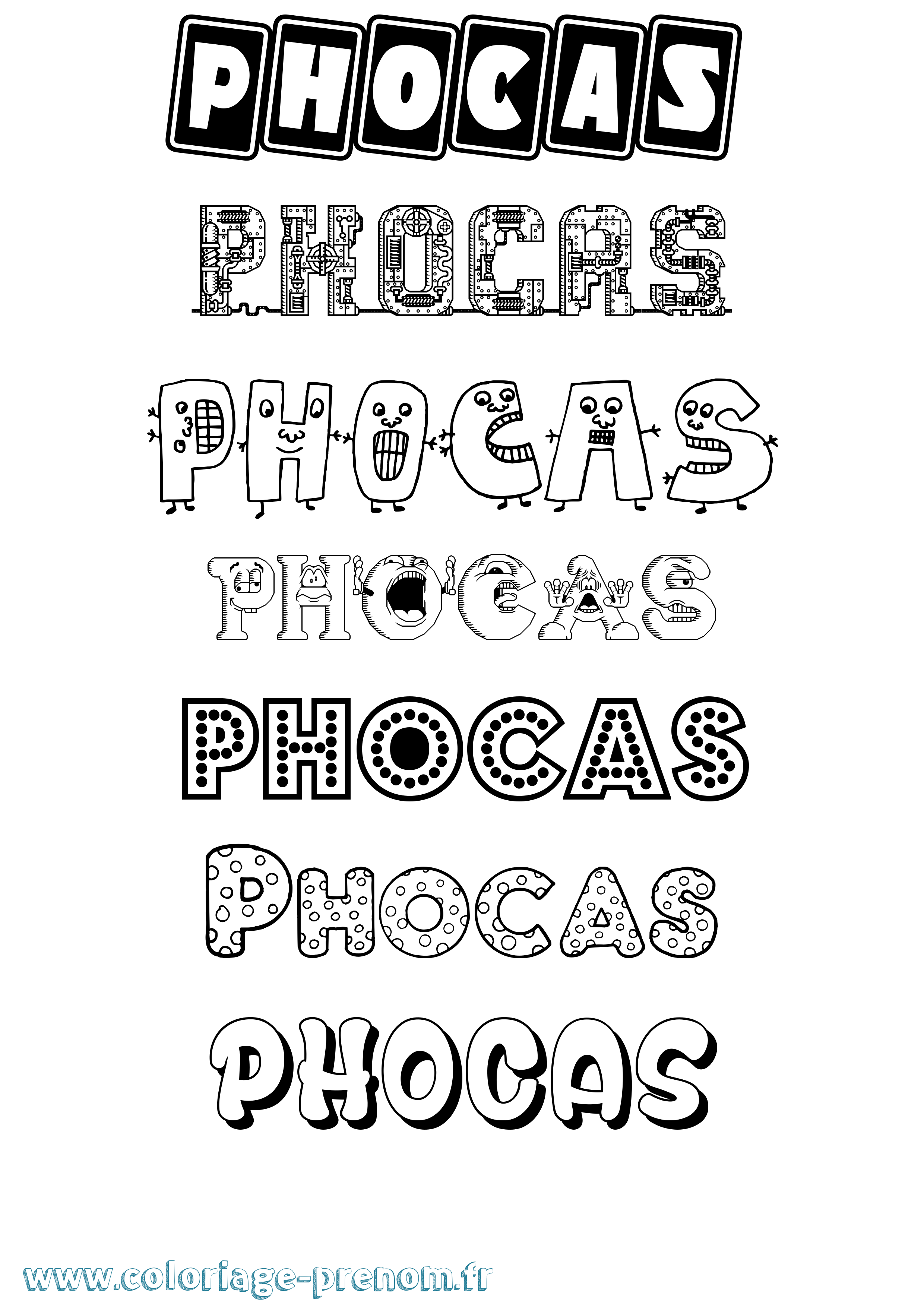 Coloriage Phocas Fun Coloriage prénom Phocas Fun