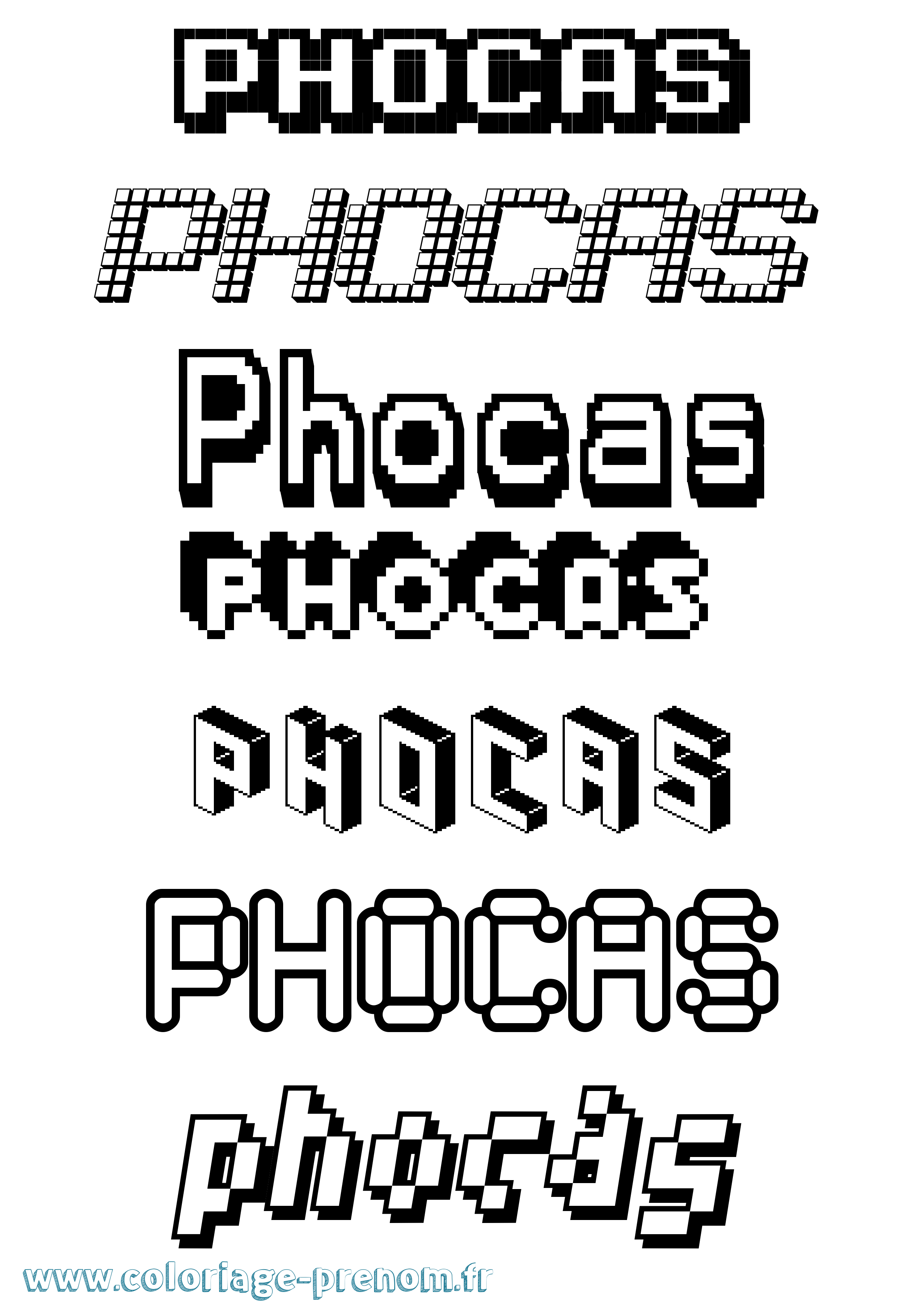 Coloriage Phocas Pixel Coloriage prénom Phocas Pixel
