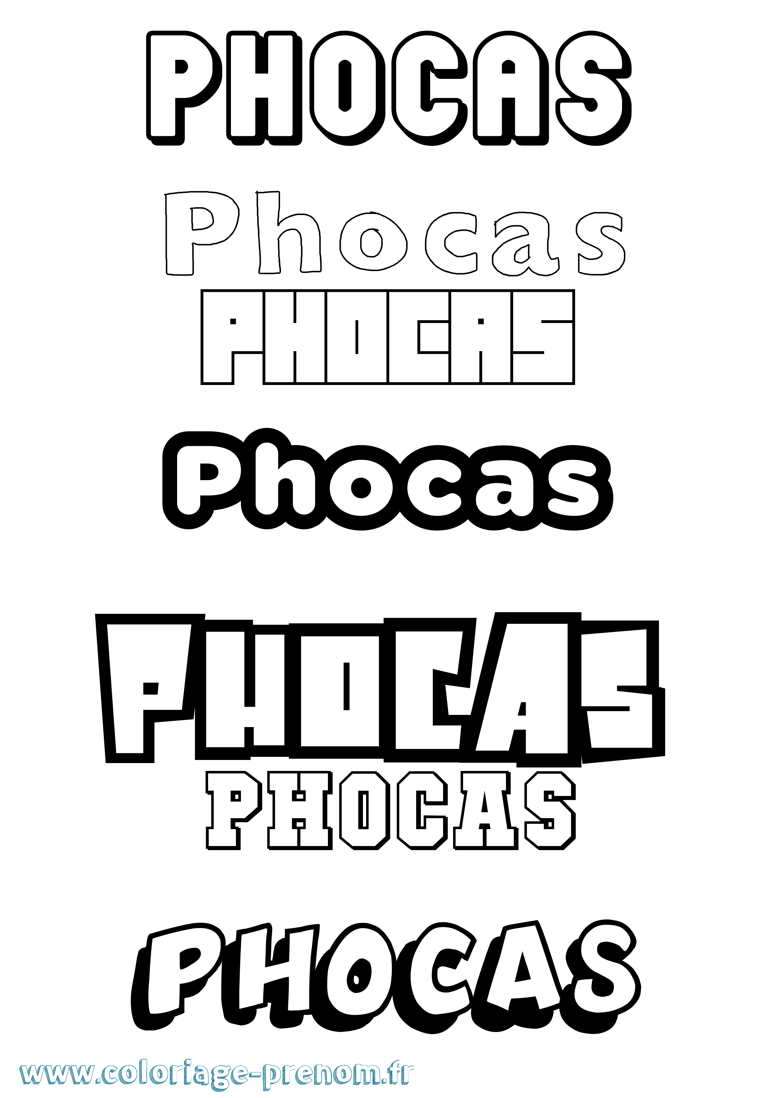 Coloriage prénom Phocas Simple
