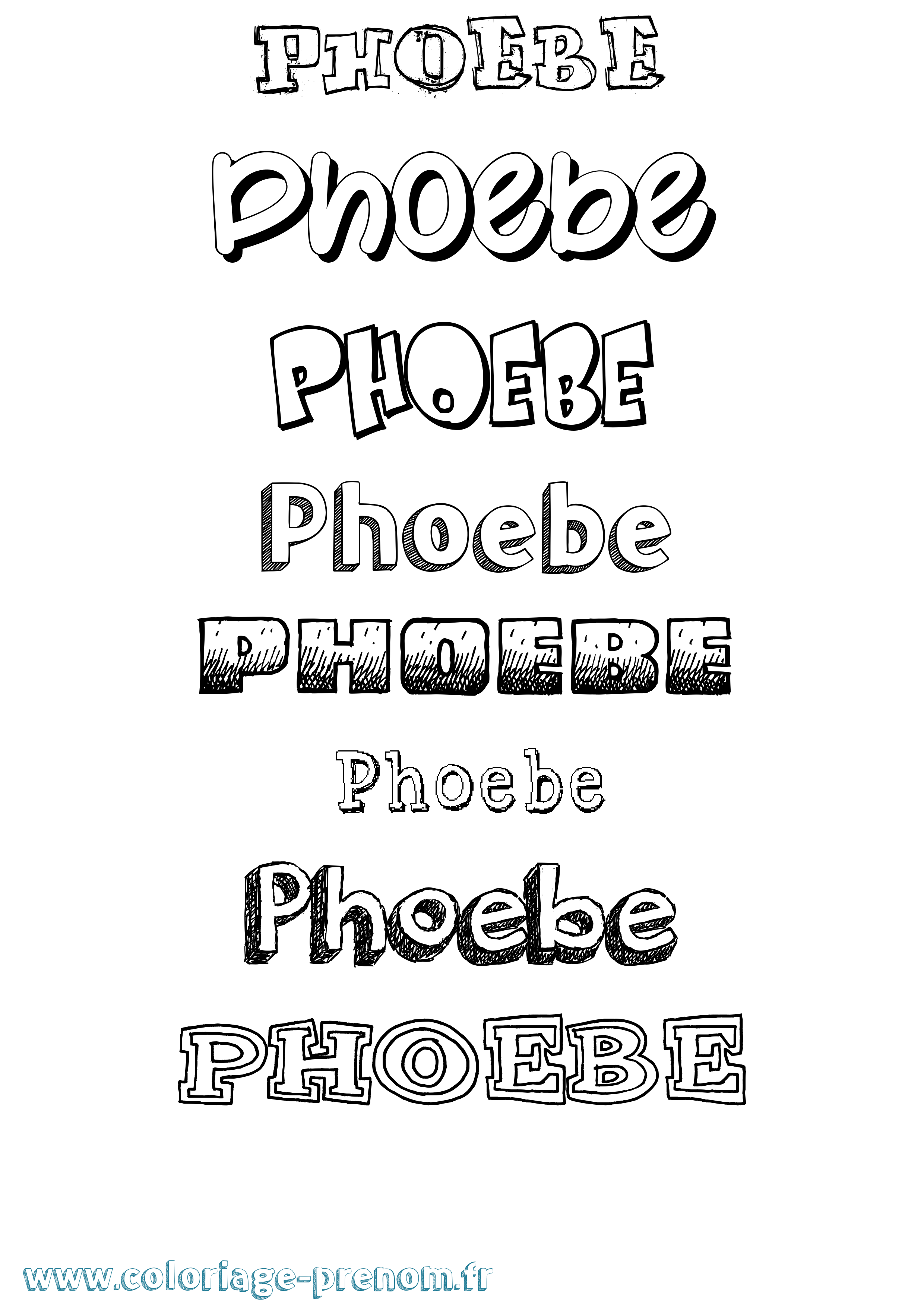 Coloriage prénom Phoebe Dessiné