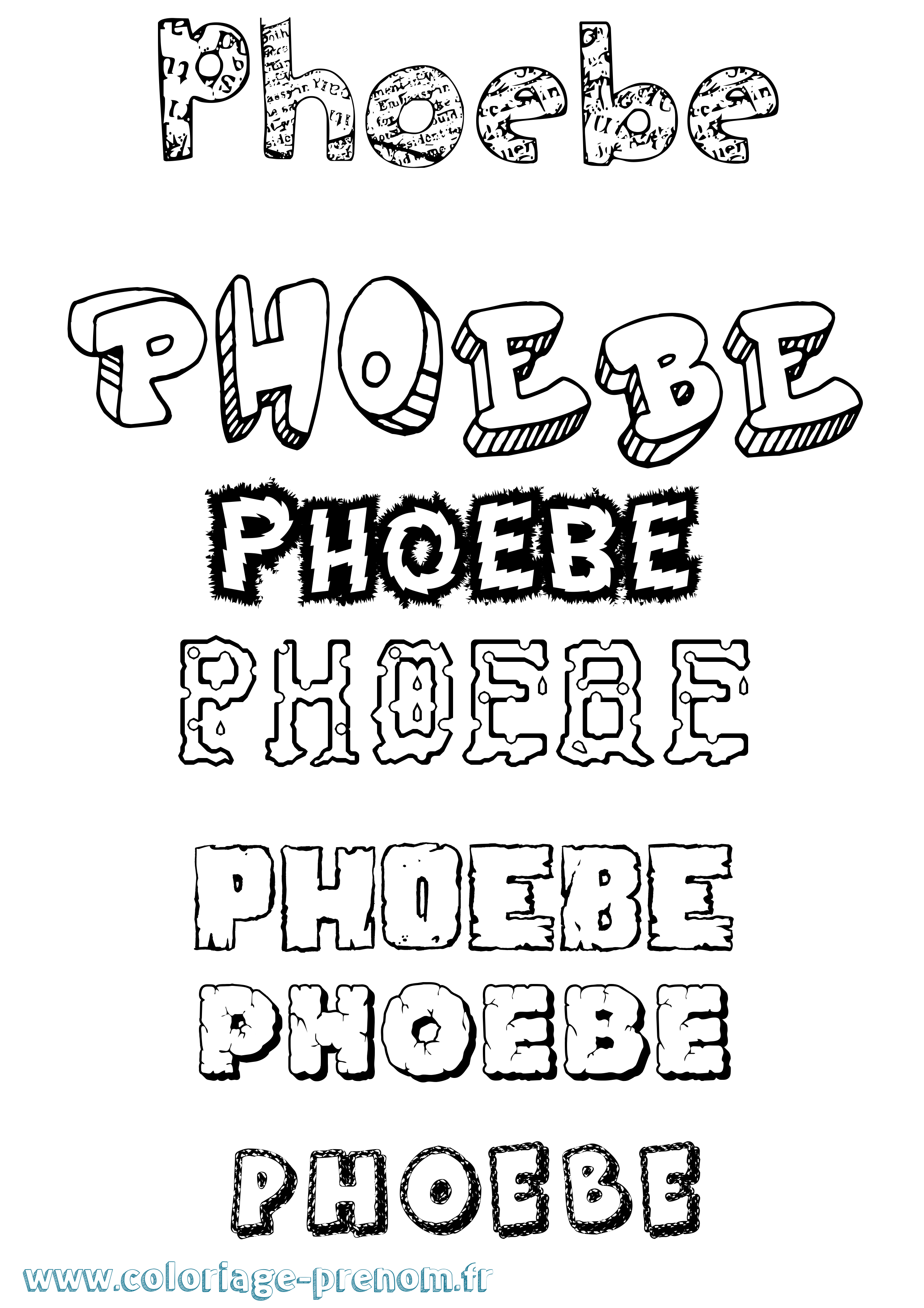 Coloriage prénom Phoebe Destructuré