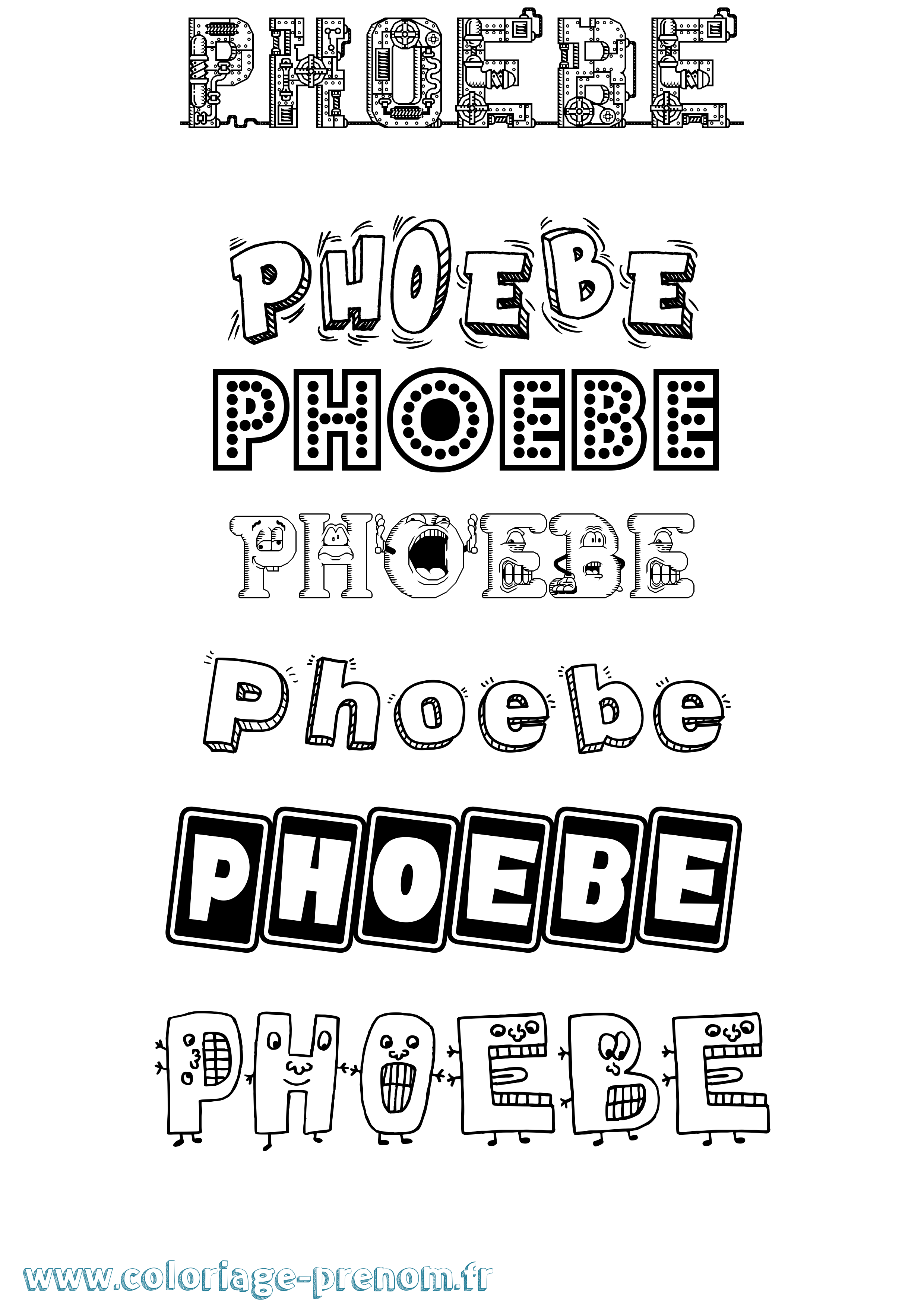 Coloriage prénom Phoebe Fun