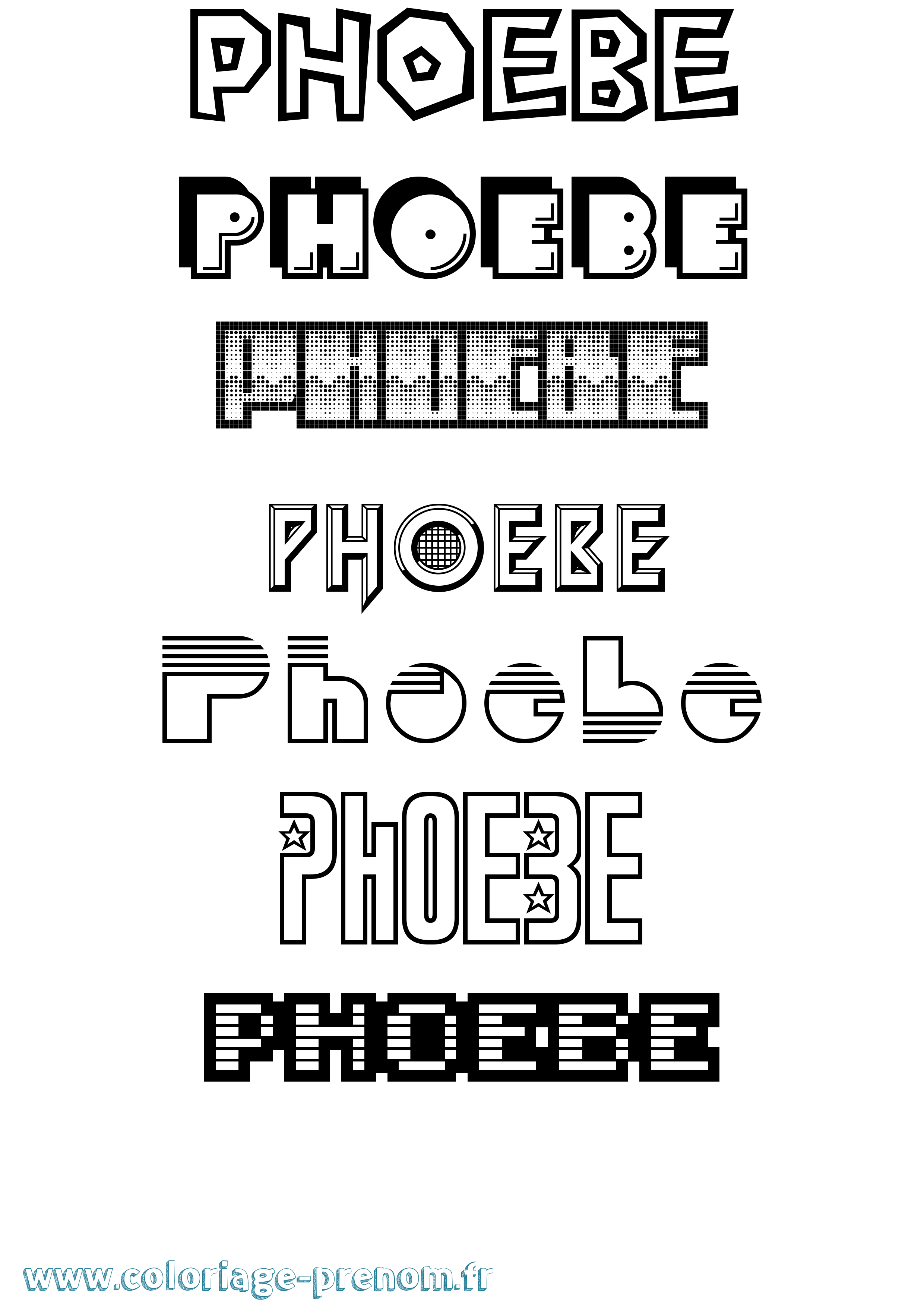 Coloriage prénom Phoebe Jeux Vidéos