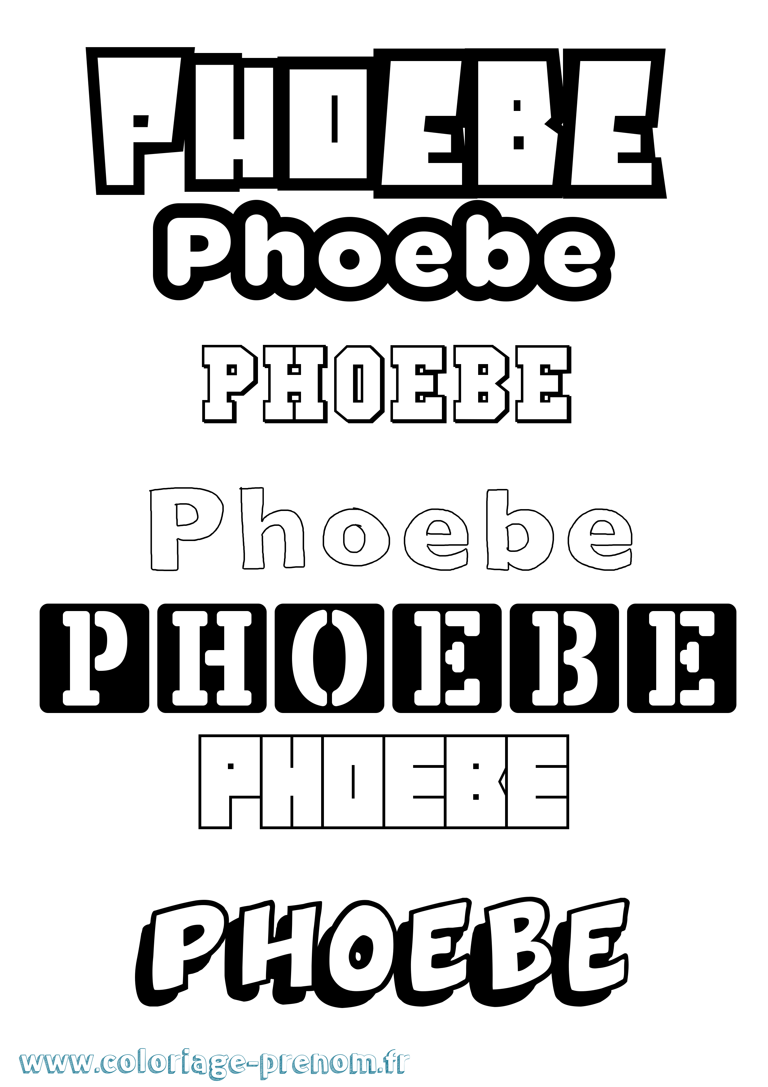Coloriage prénom Phoebe Simple