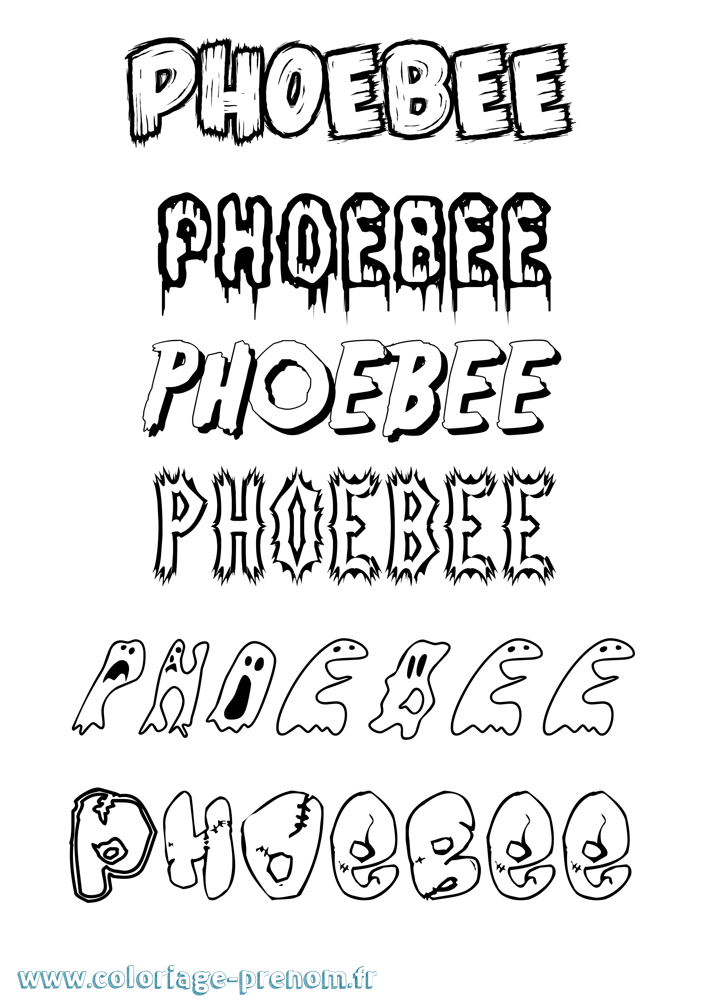 Coloriage prénom Phoebee Frisson