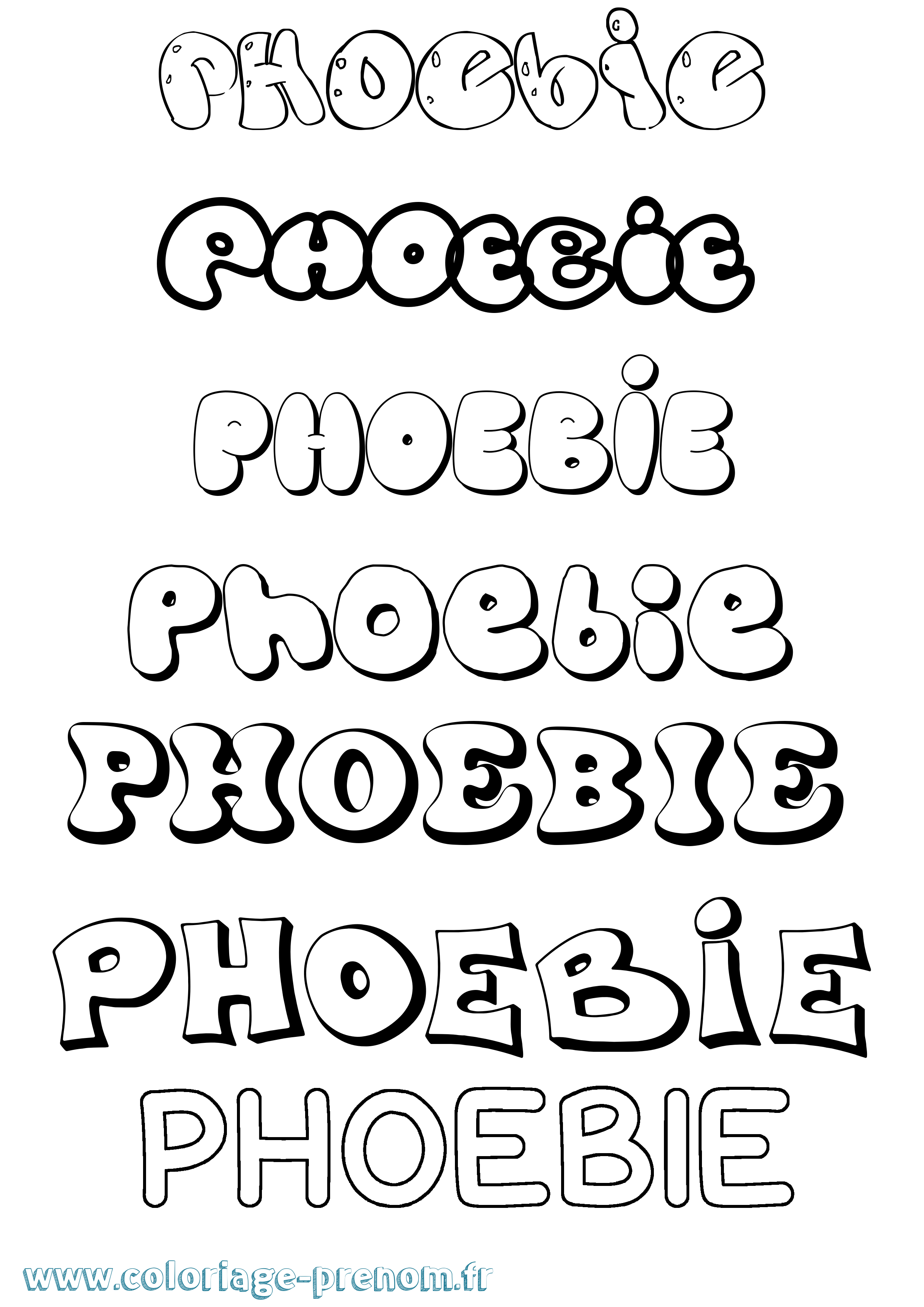 Coloriage prénom Phoebie Bubble