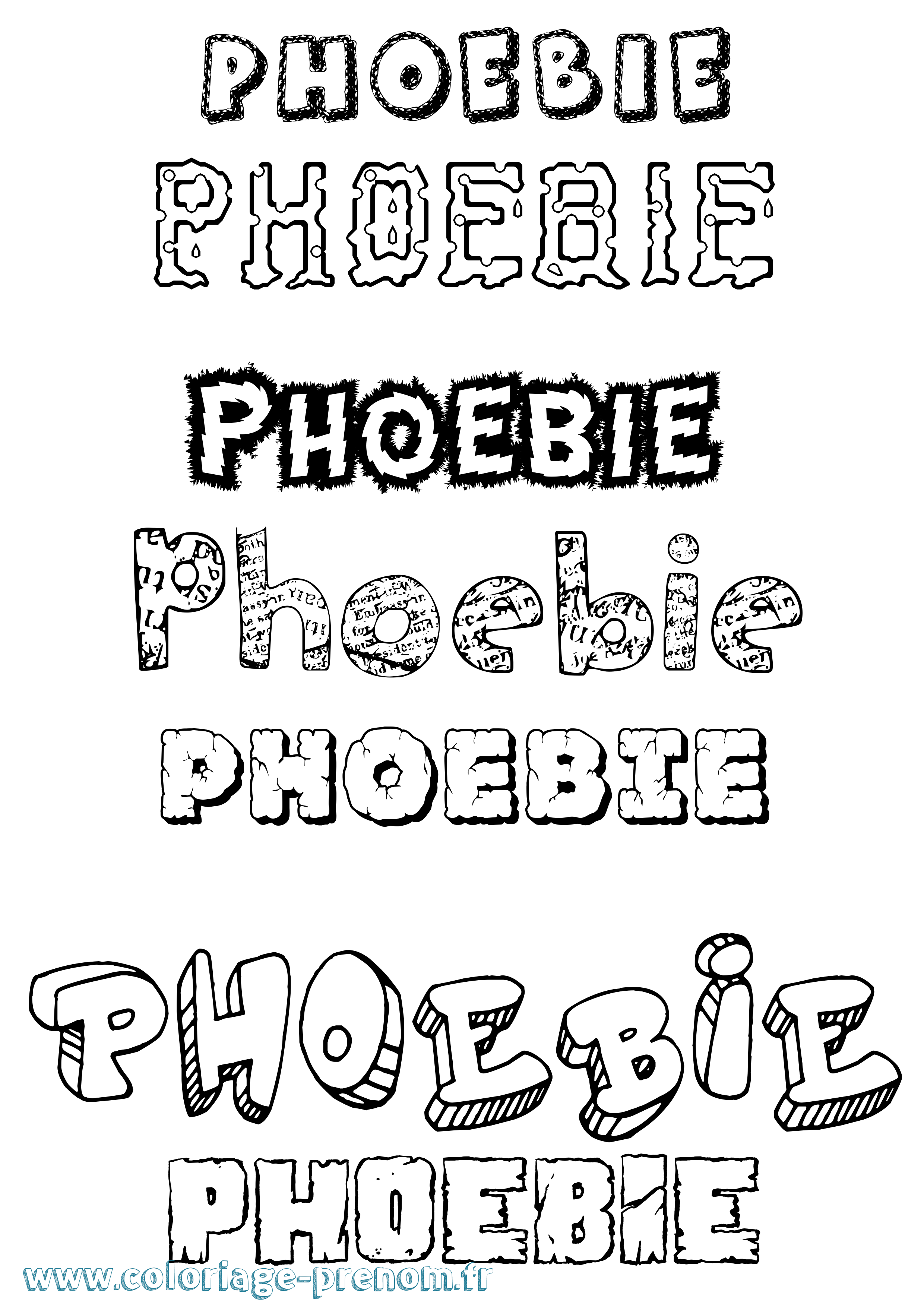 Coloriage prénom Phoebie Destructuré