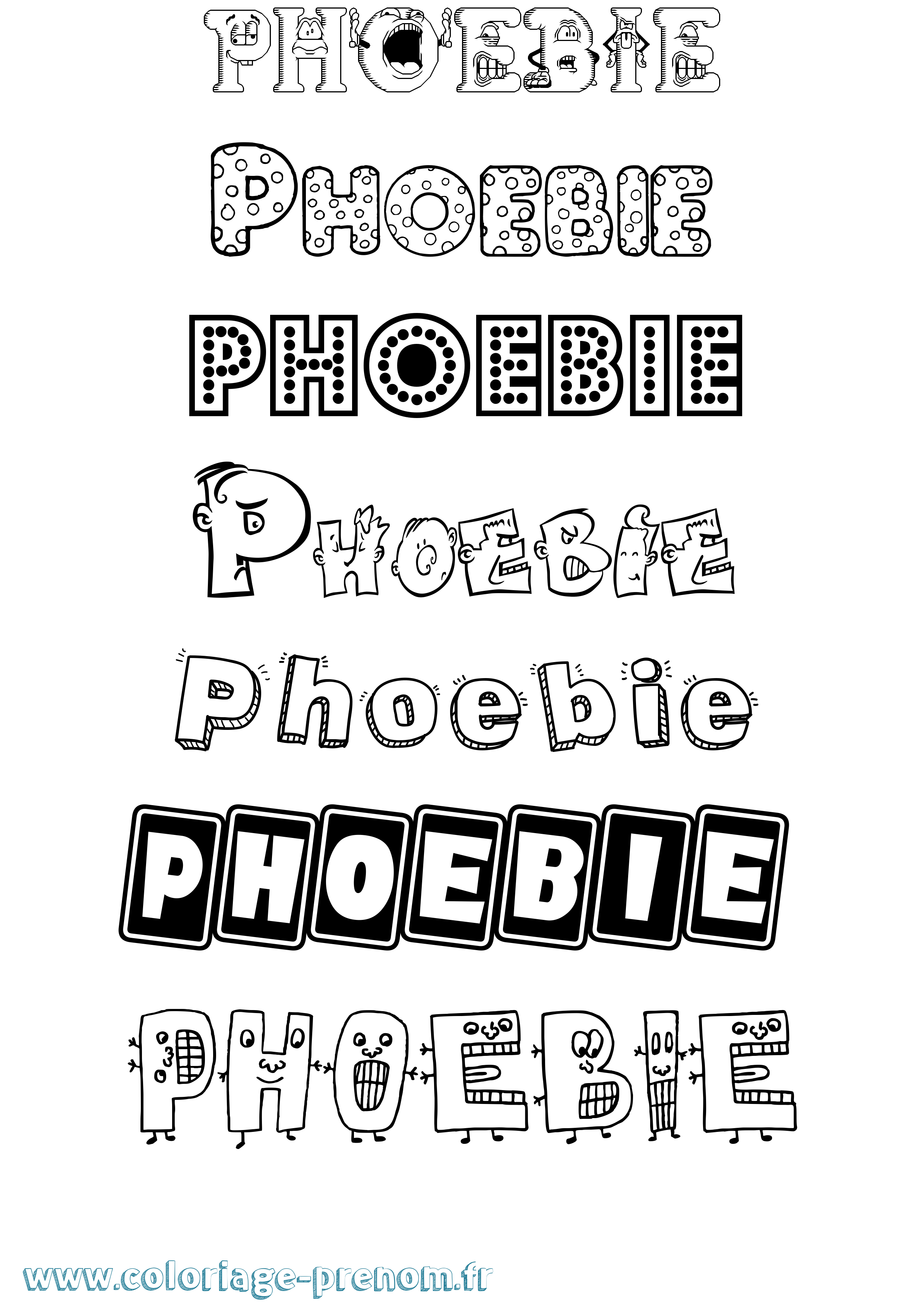 Coloriage prénom Phoebie Fun