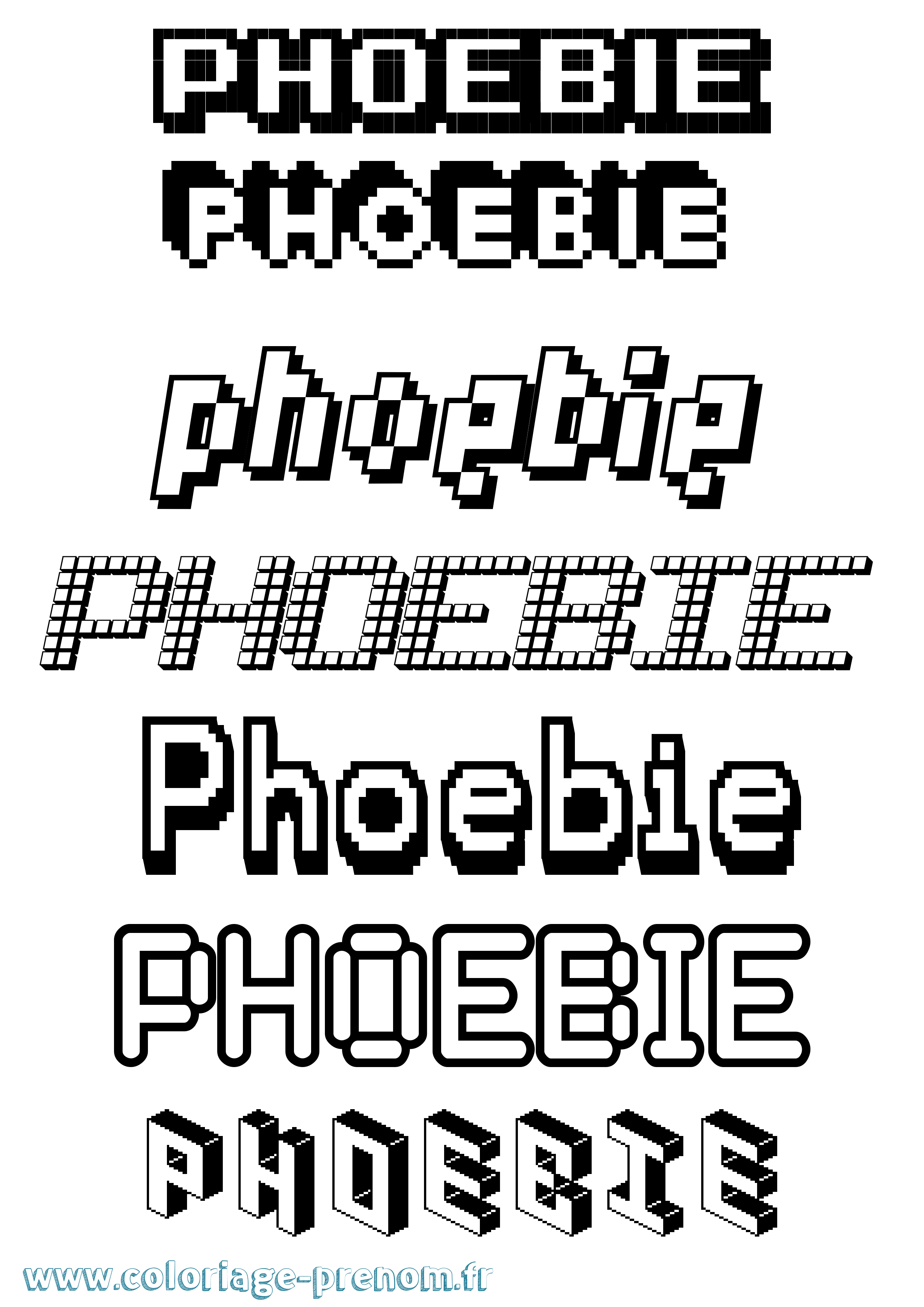 Coloriage prénom Phoebie Pixel
