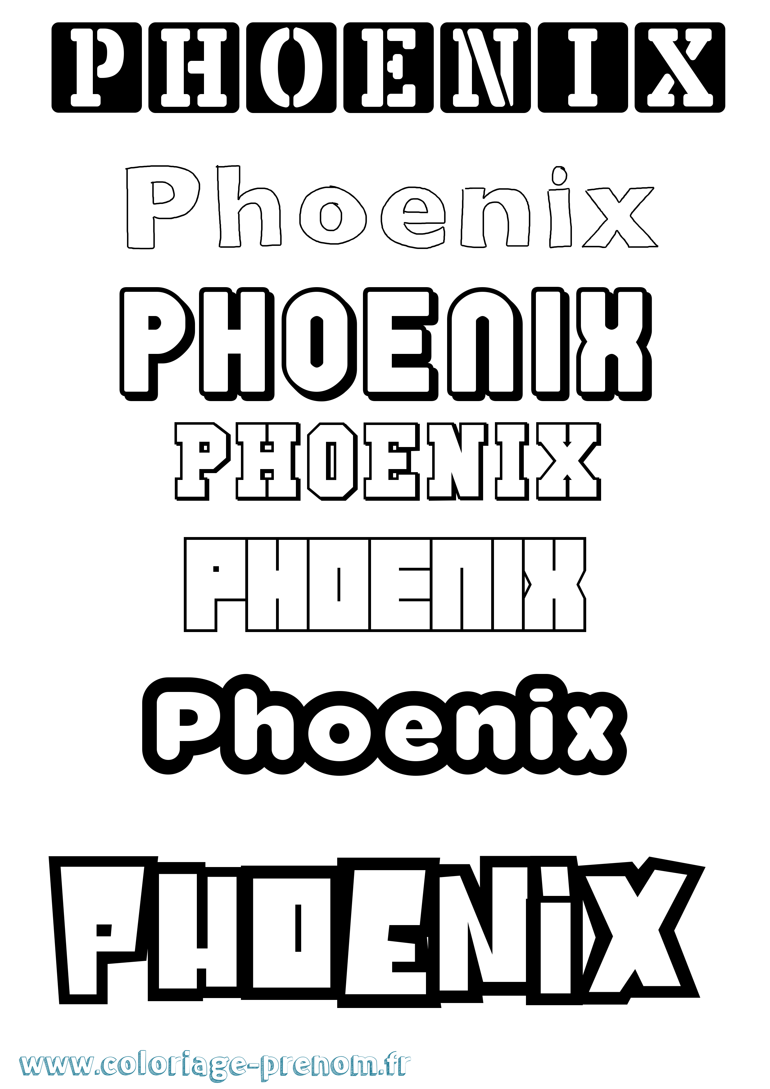 Coloriage prénom Phoenix Simple