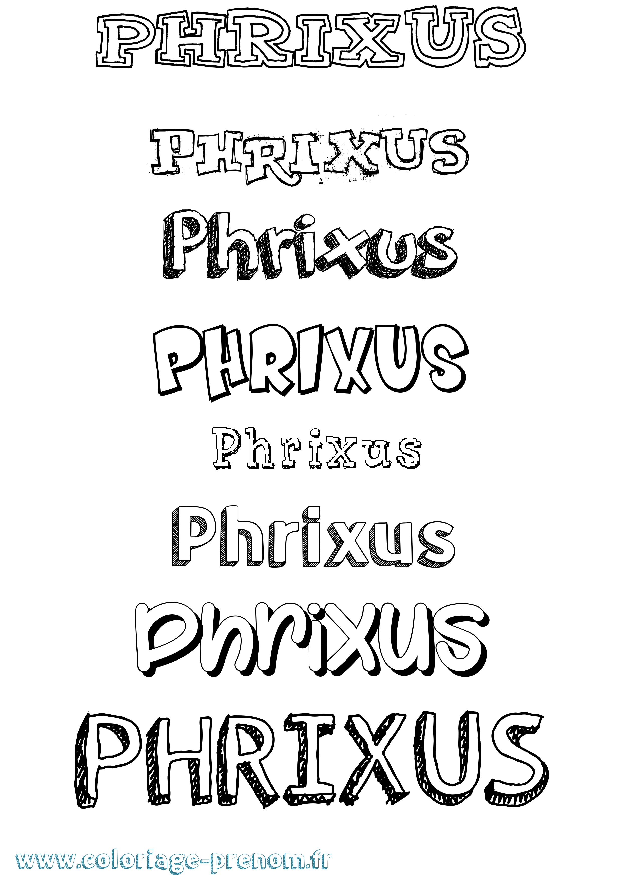 Coloriage prénom Phrixus Dessiné