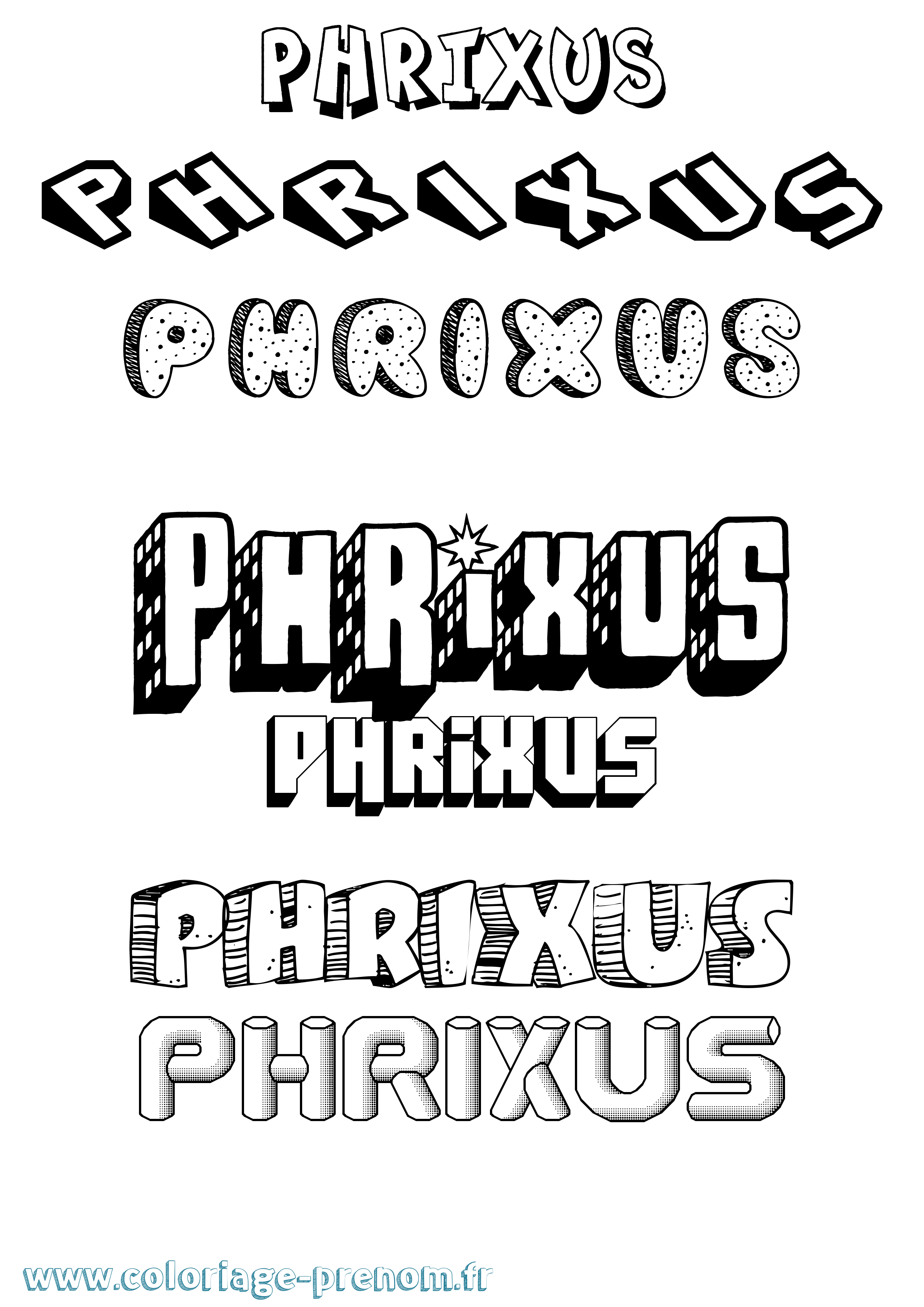 Coloriage prénom Phrixus Effet 3D