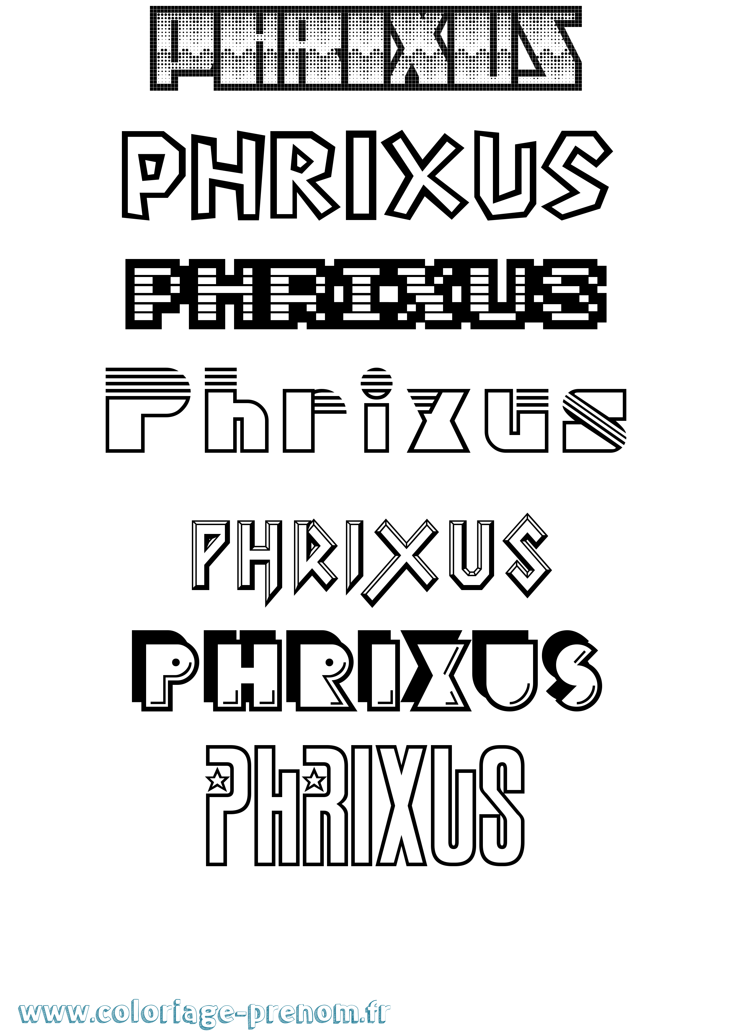 Coloriage prénom Phrixus Jeux Vidéos