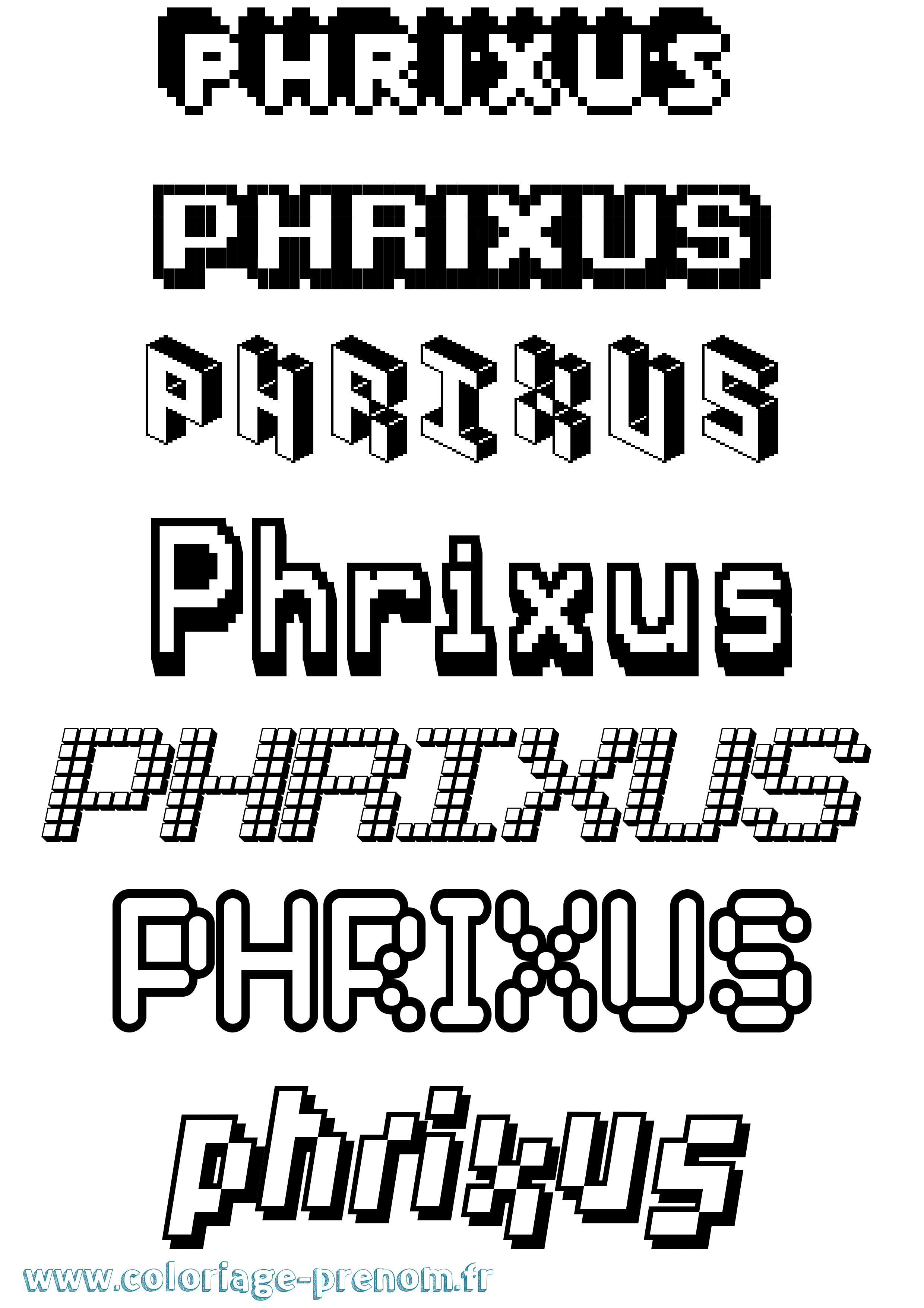 Coloriage prénom Phrixus Pixel