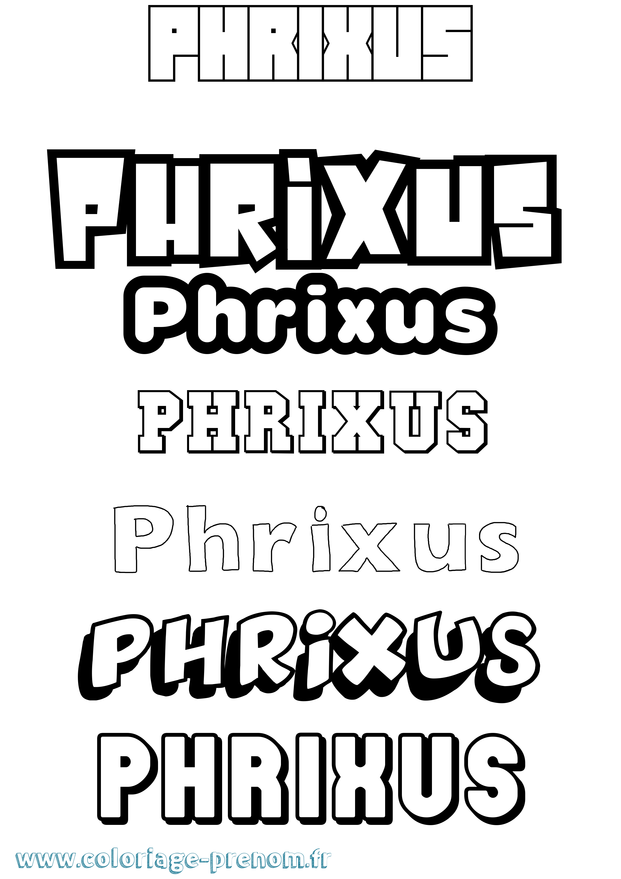 Coloriage prénom Phrixus Simple